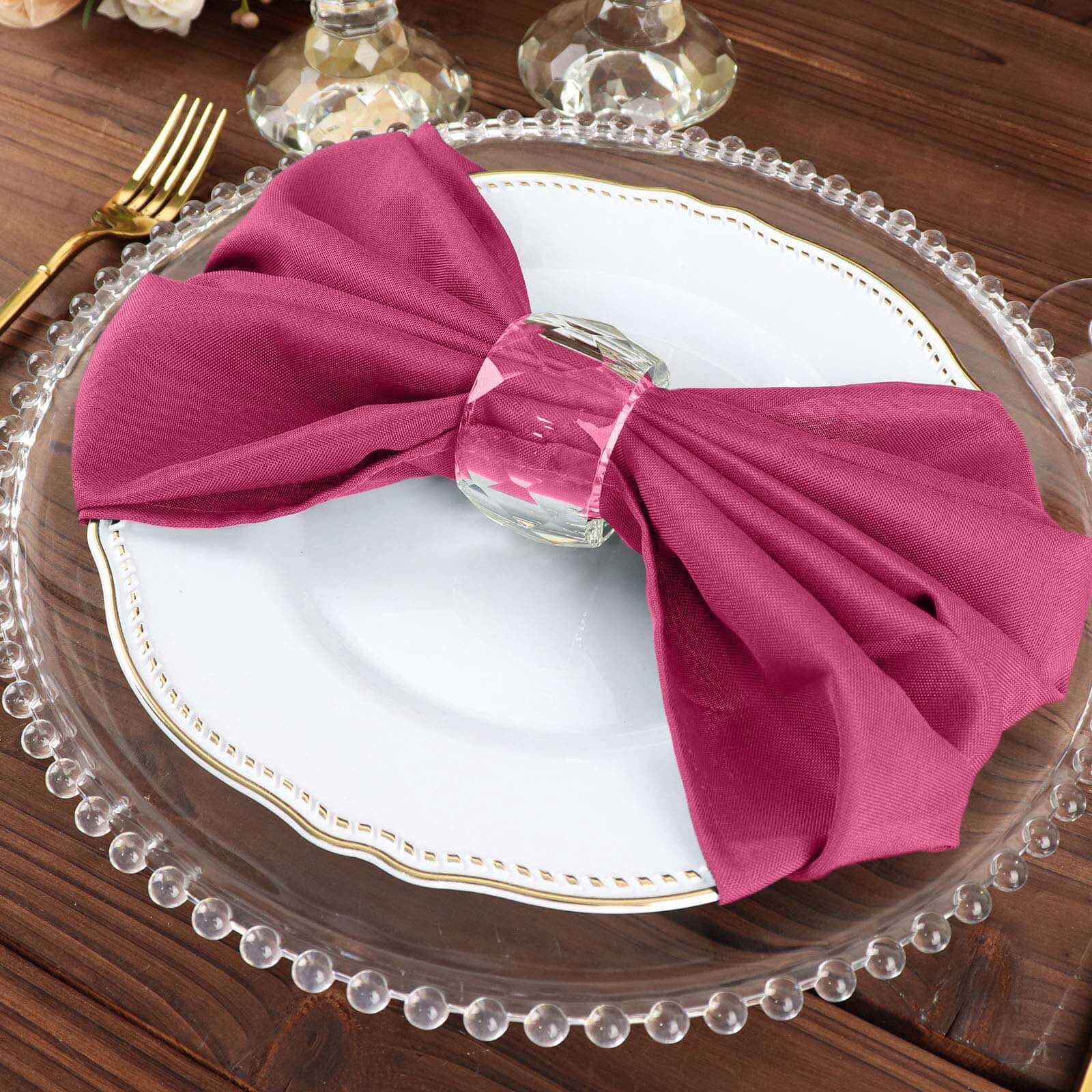 5 Pack Premium Polyester Napkins 20"x20" Fuchsia - Durable & Wrinkle Resistant Dinner Napkins - Image 7