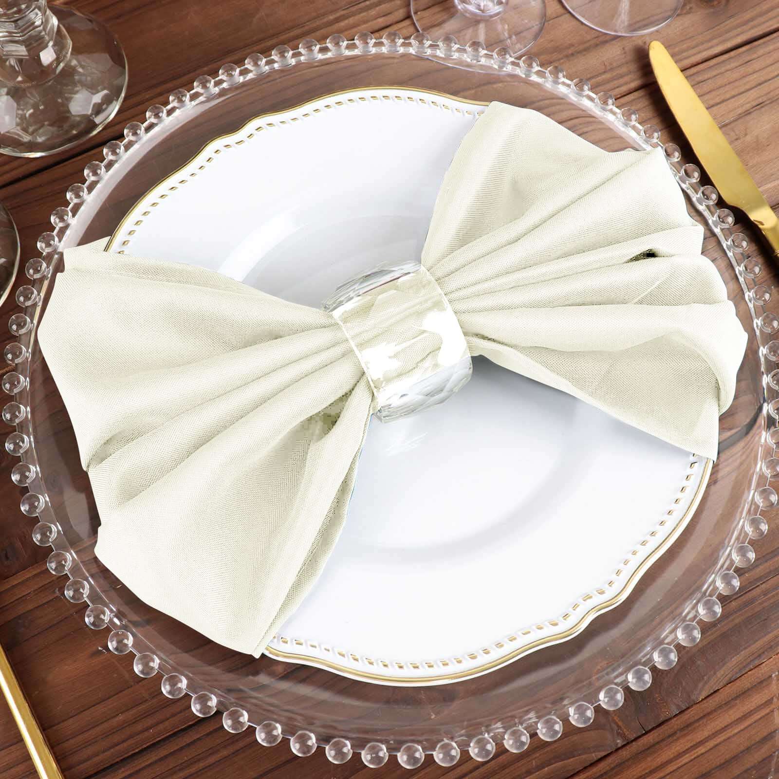 5 Pack Premium Polyester Napkins 20"x20" Ivory - Durable & Wrinkle Resistant Dinner Napkins - Image 7