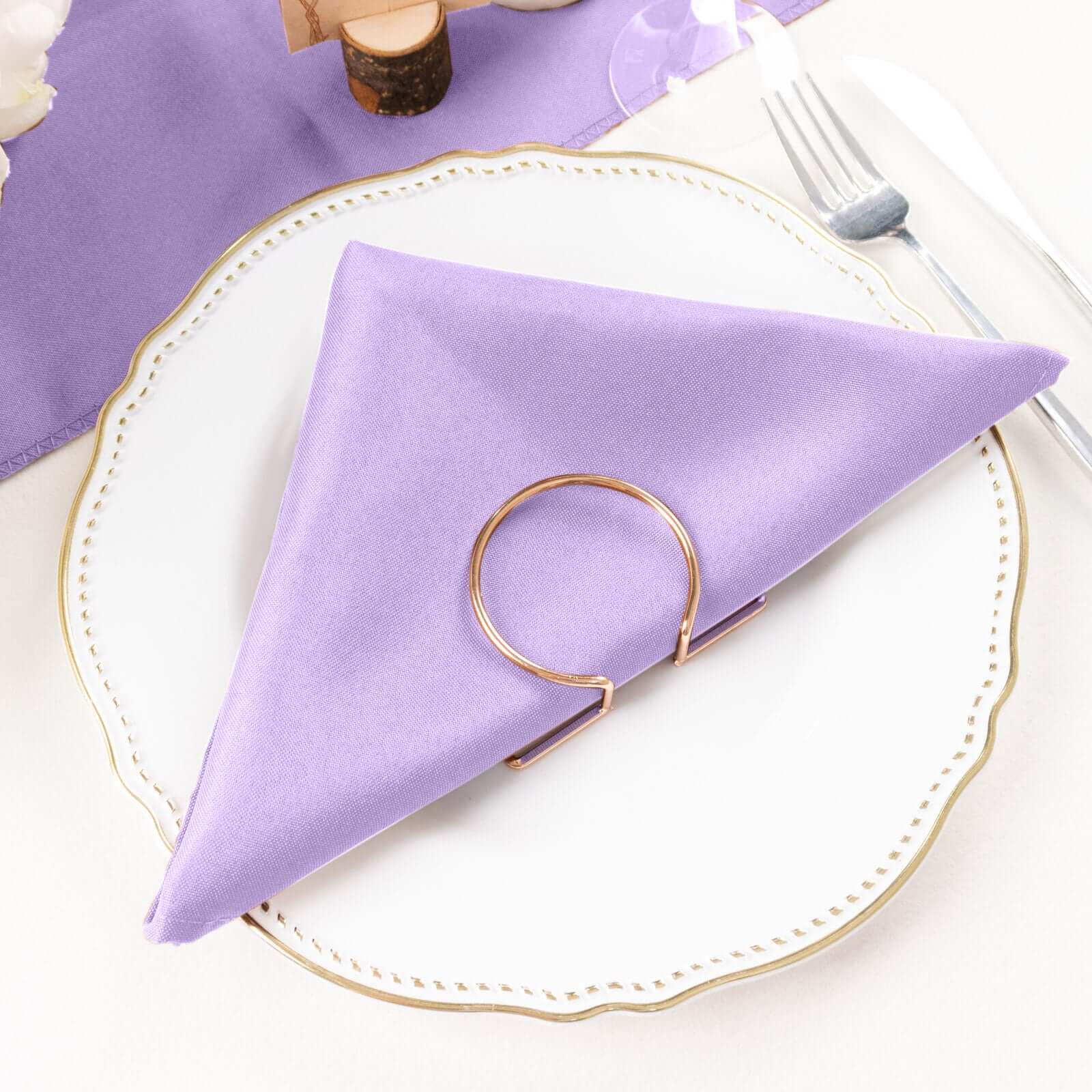 5 Pack Premium Polyester Napkins 20"x20" Lavender Lilac - Durable & Wrinkle Resistant Dinner Napkins - Image 2