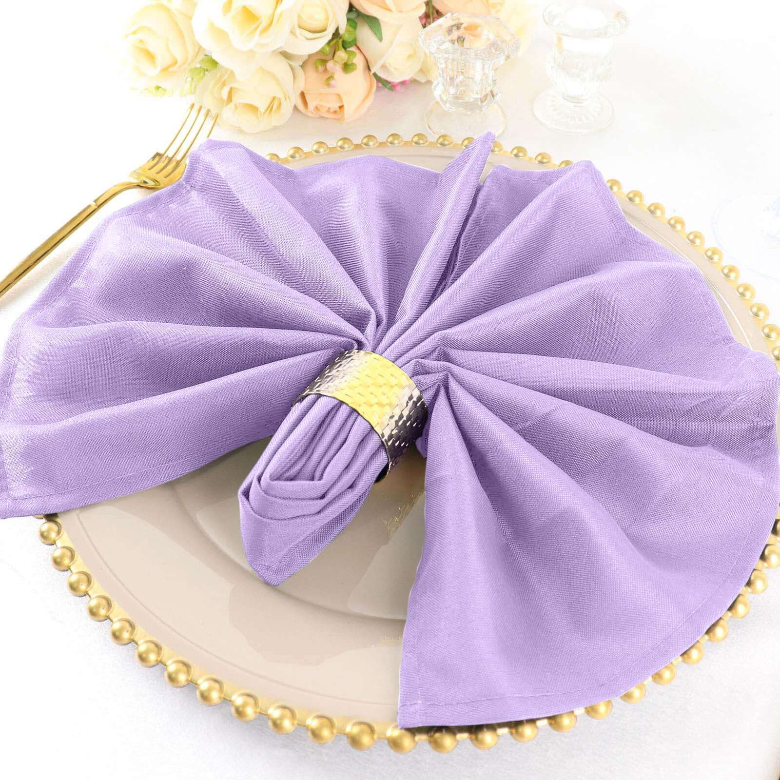 5 Pack Premium Polyester Napkins 20"x20" Lavender Lilac - Durable & Wrinkle Resistant Dinner Napkins - Image 6