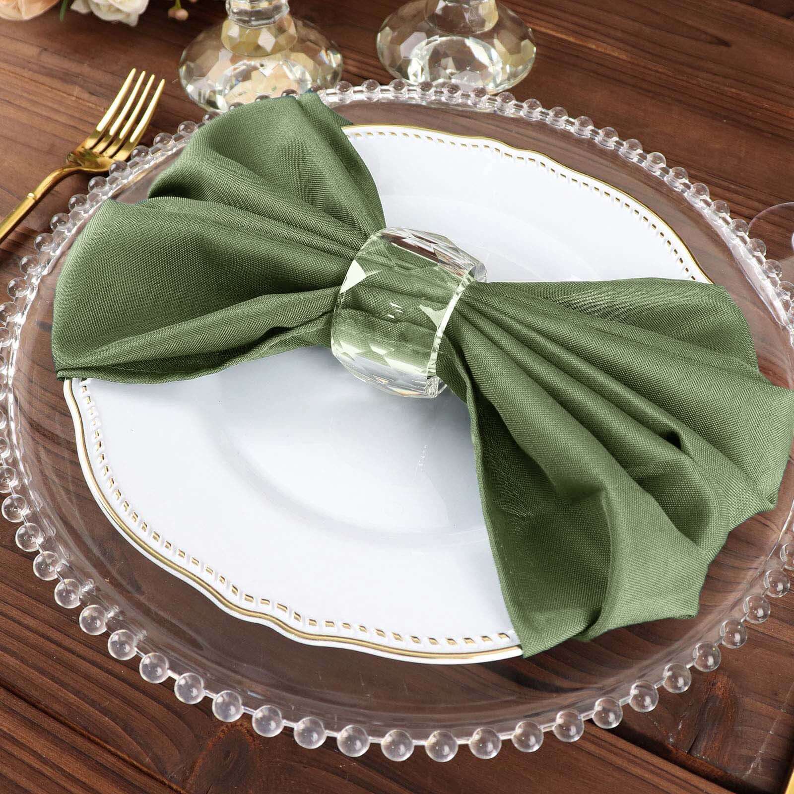 5 Pack Premium Polyester Napkins 20"x20" Olive Green - Durable & Wrinkle Resistant Dinner Napkins - Image 6
