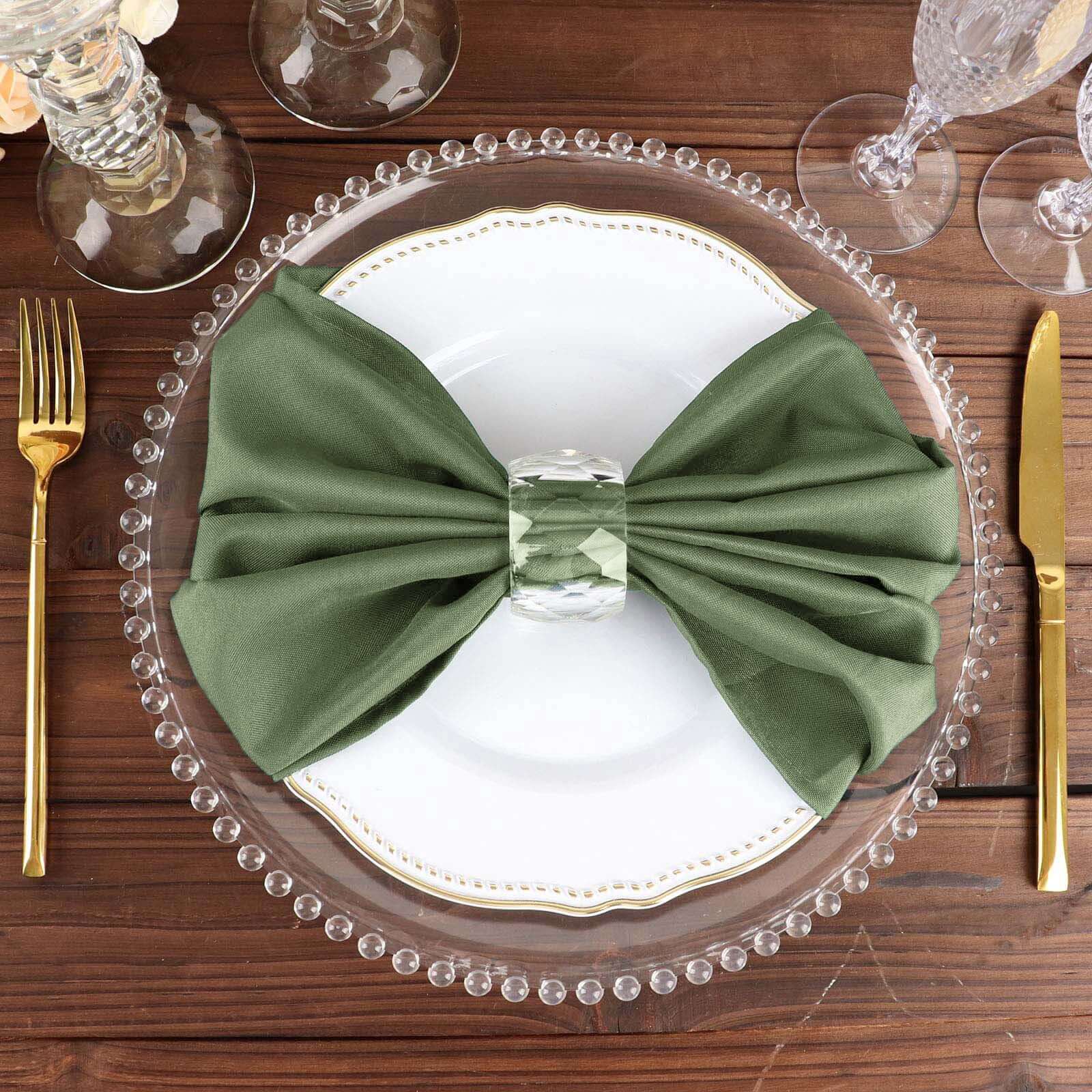 5 Pack Premium Polyester Napkins 20"x20" Olive Green - Durable & Wrinkle Resistant Dinner Napkins - Image 7