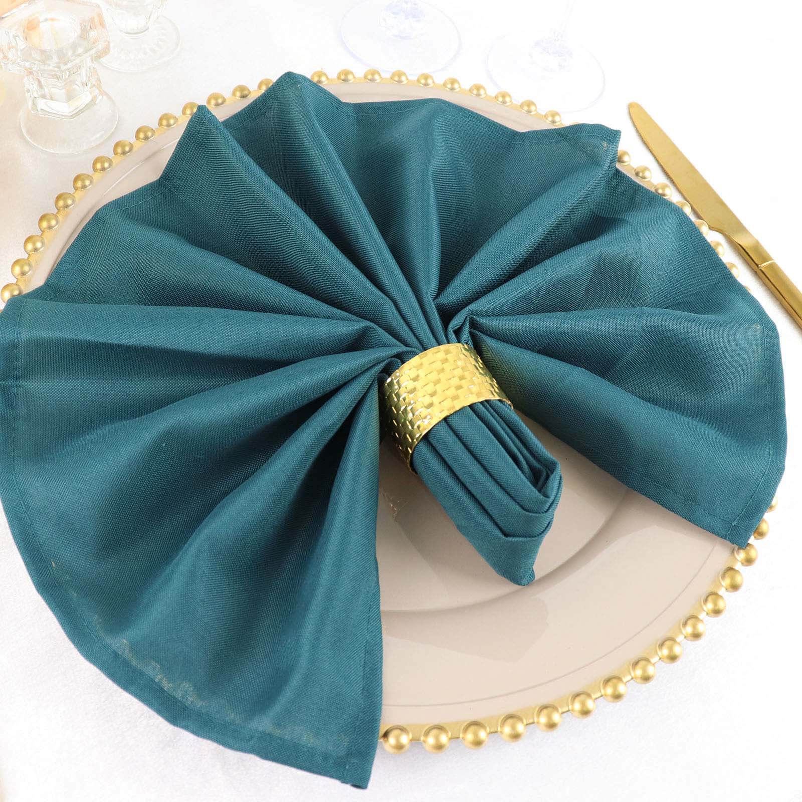 5 Pack Premium Polyester Napkins 20"x20" Peacock Teal - Durable & Wrinkle Resistant Dinner Napkins - Image 10
