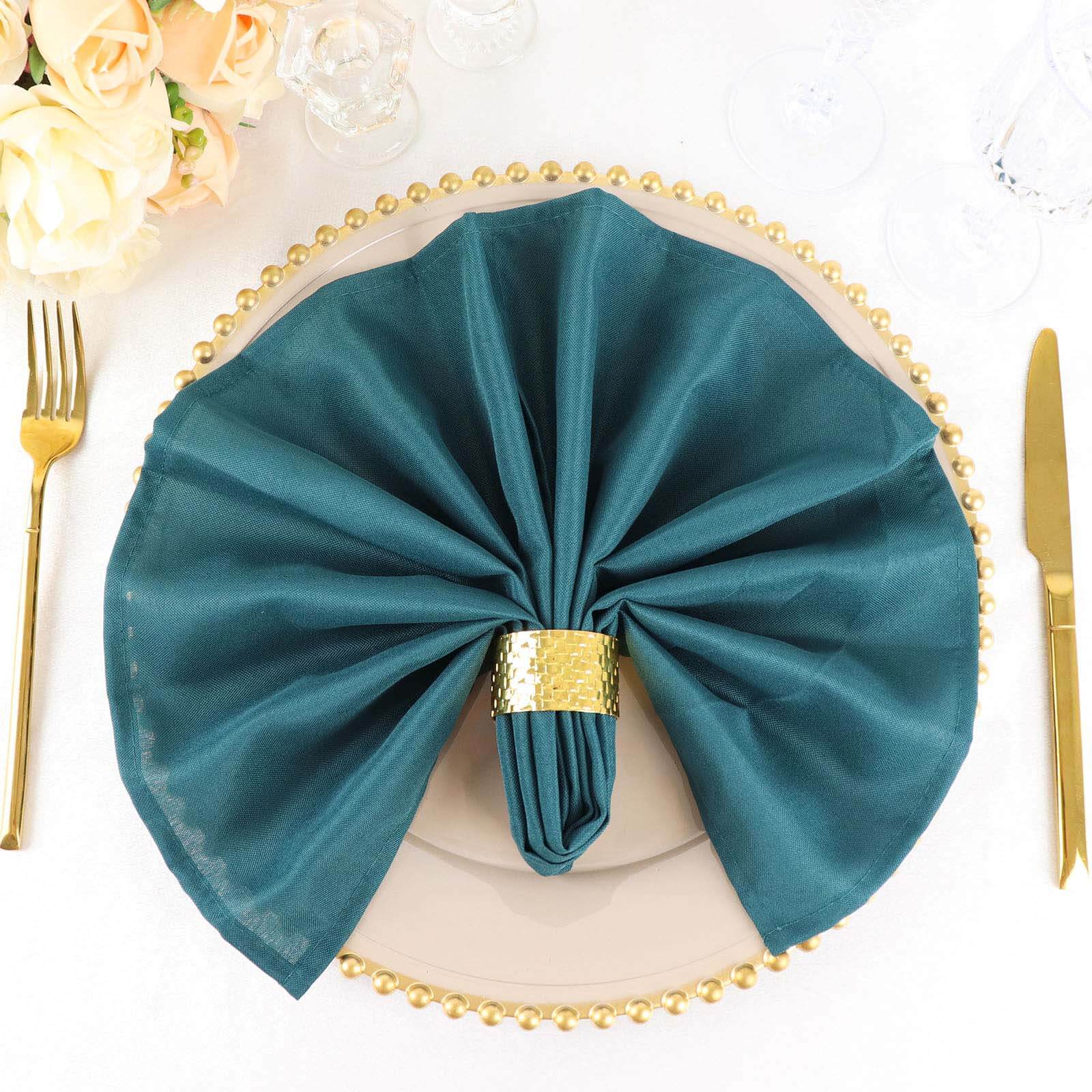 5 Pack Premium Polyester Napkins 20"x20" Peacock Teal - Durable & Wrinkle Resistant Dinner Napkins - Image 12