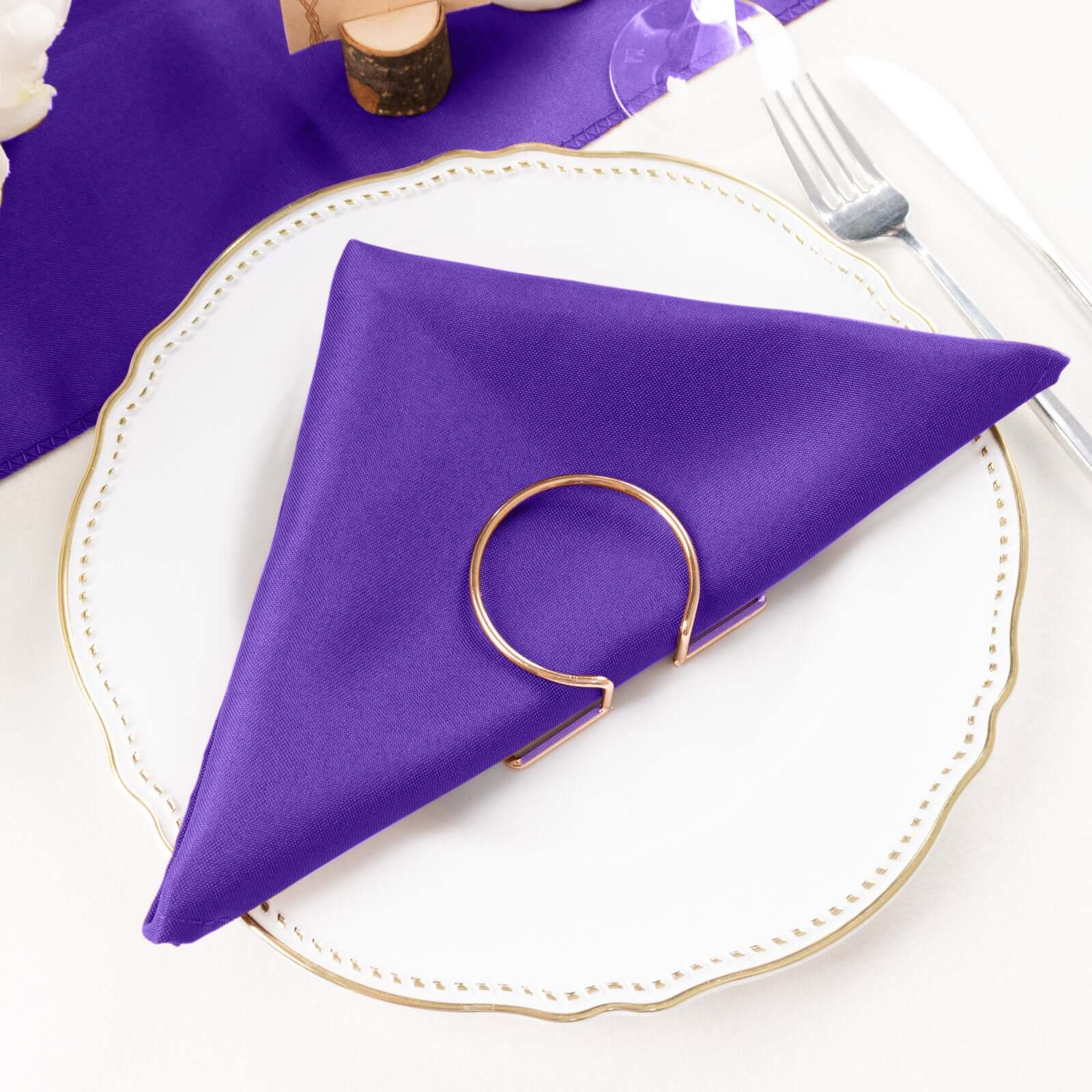 5 Pack Premium Polyester Napkins 20"x20" Purple - Durable & Wrinkle Resistant Dinner Napkins - Image 2
