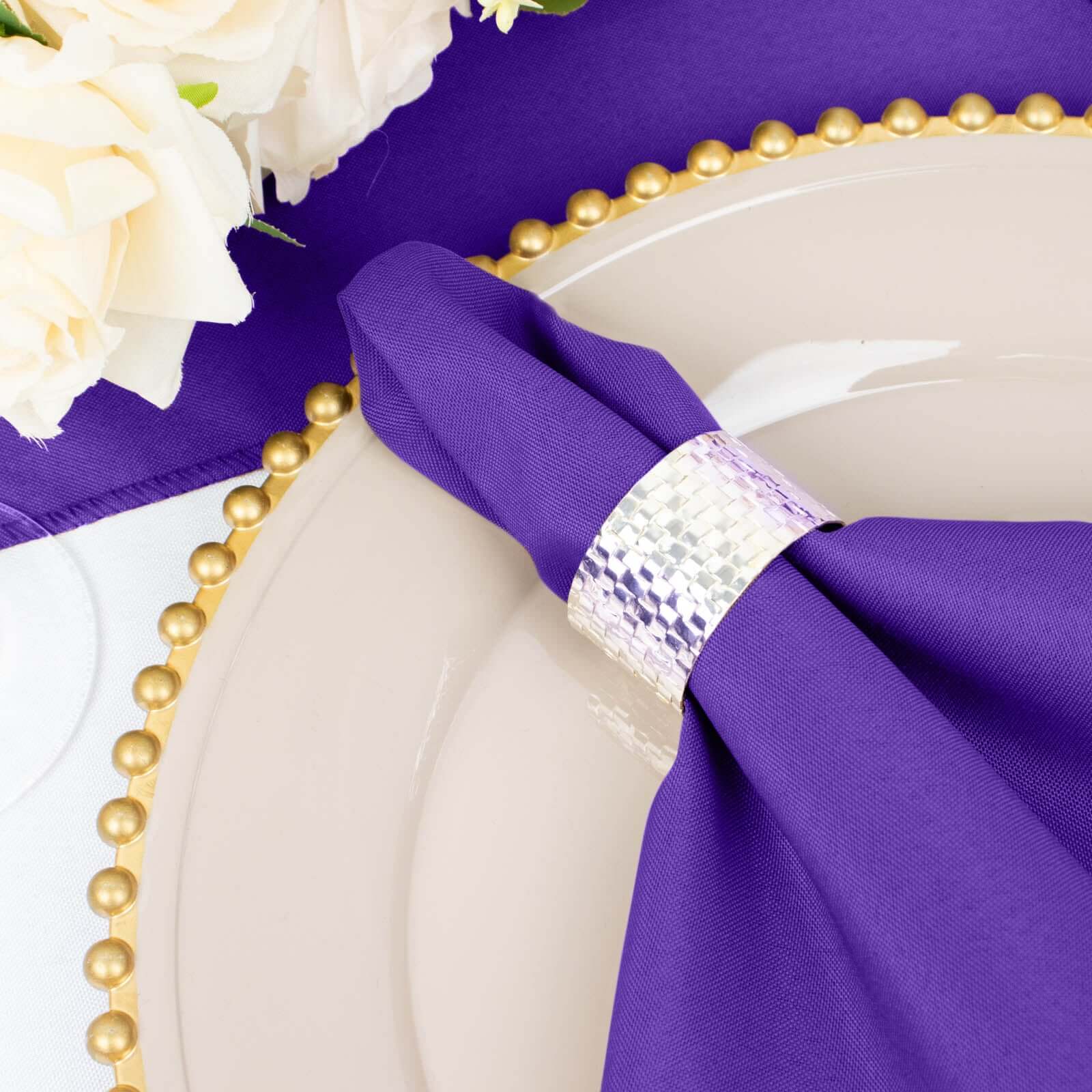 5 Pack Premium Polyester Napkins 20"x20" Purple - Durable & Wrinkle Resistant Dinner Napkins - Image 7