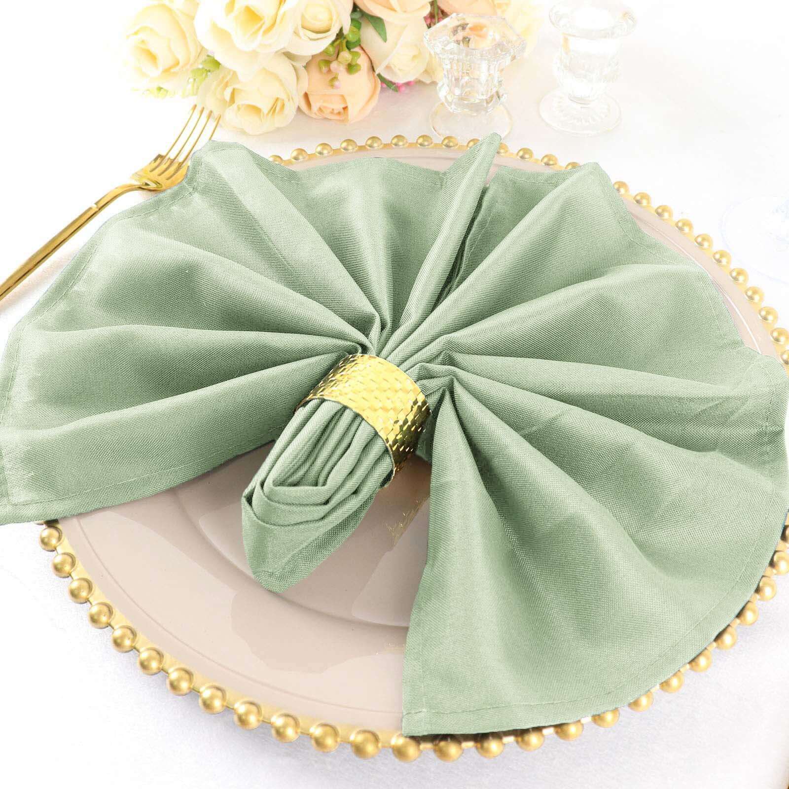 5 Pack Premium Polyester Napkins 20"x20" Sage Green - Durable & Wrinkle Resistant Dinner Napkins - Image 2