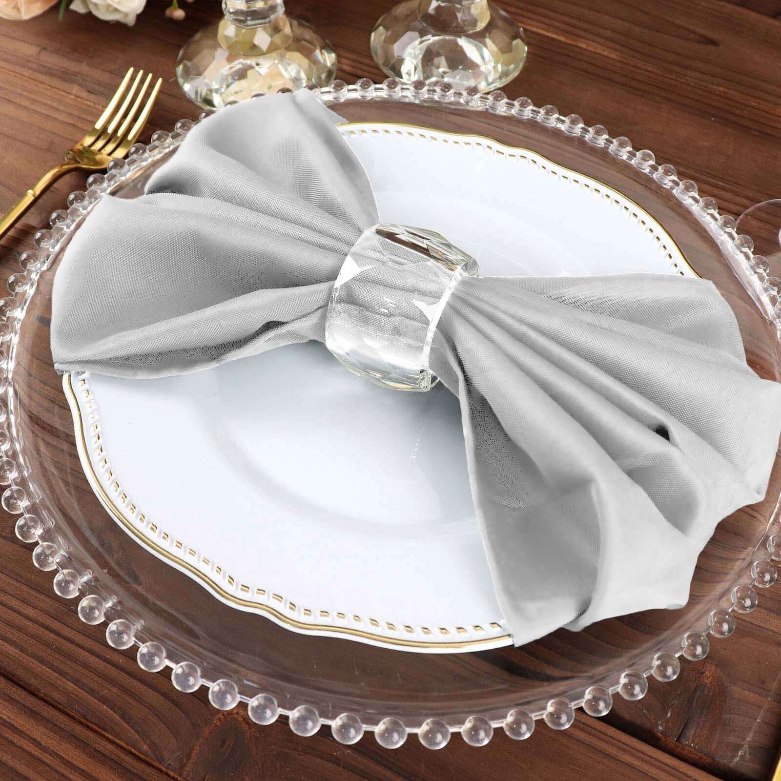 5 Pack Premium Polyester Napkins 20"x20" Silver - Durable & Wrinkle Resistant Dinner Napkins - Image 6