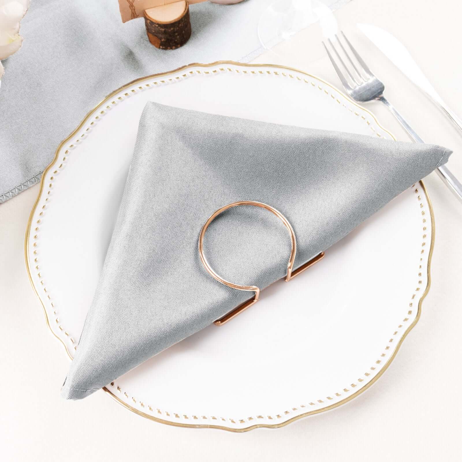 5 Pack Premium Polyester Napkins 20"x20" Silver - Durable & Wrinkle Resistant Dinner Napkins - Image 8