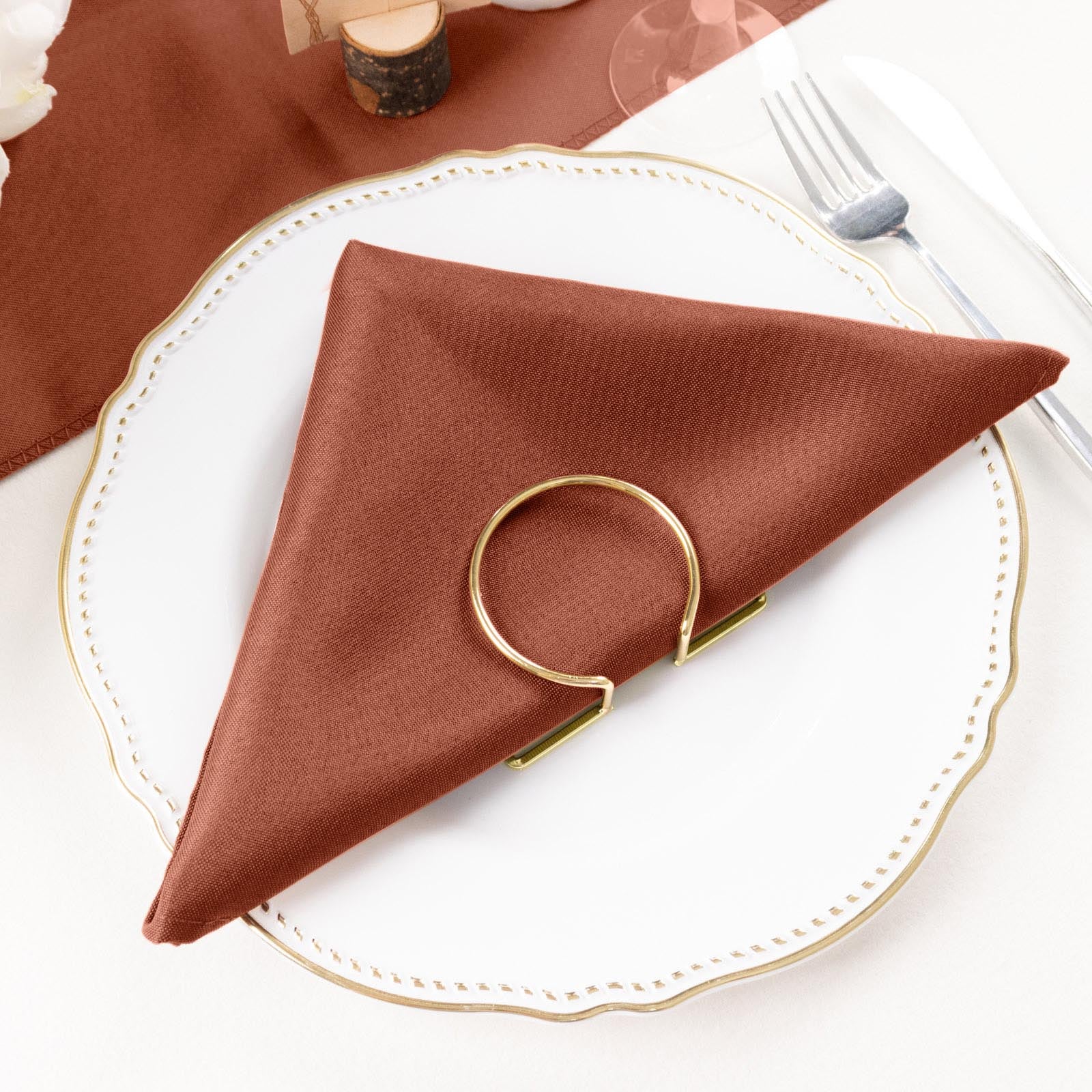 5 Pack Premium Polyester Napkins 20"x20" Terracotta (Rust) - Durable & Wrinkle Resistant Dinner Napkins - Image 6