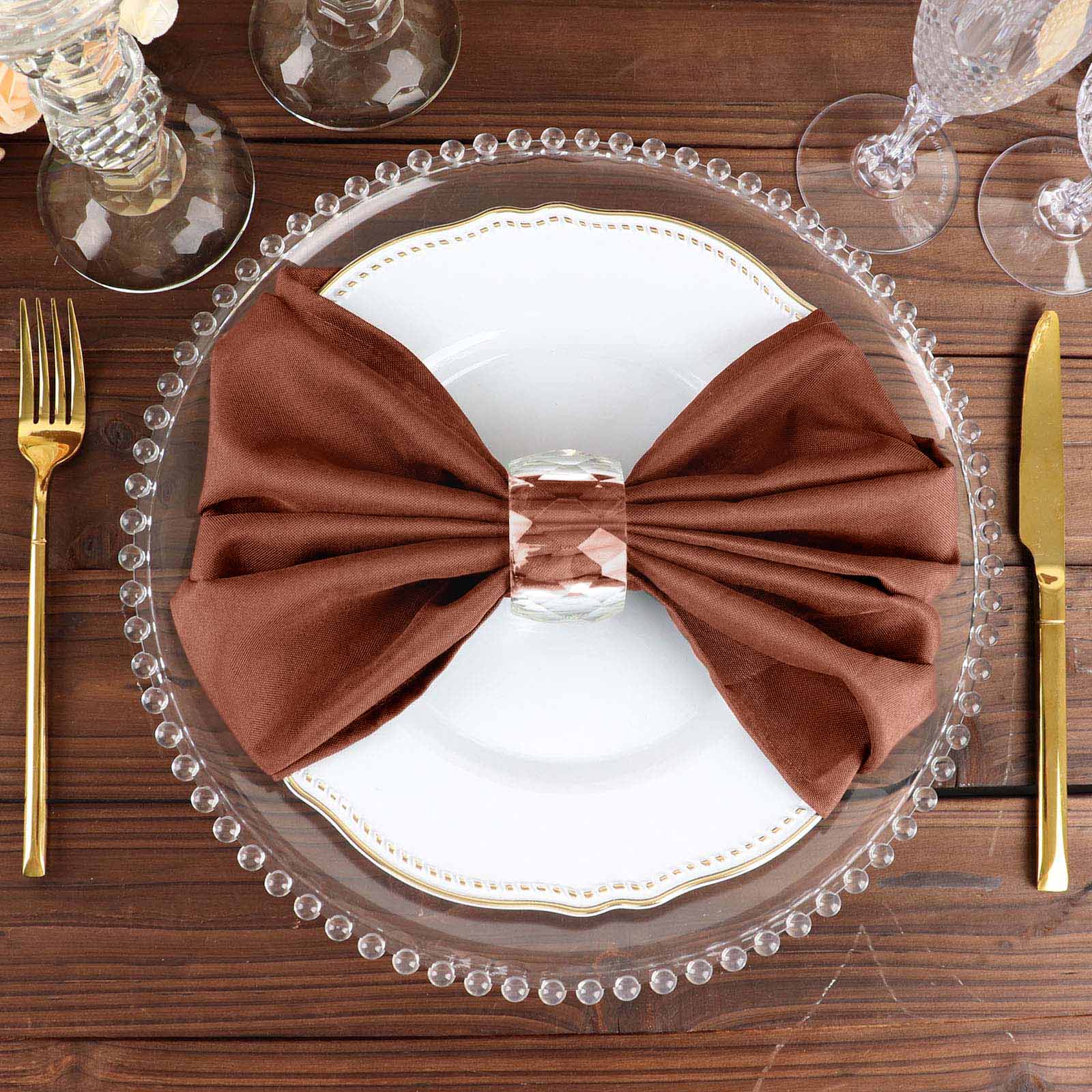 5 Pack Premium Polyester Napkins 20"x20" Terracotta (Rust) - Durable & Wrinkle Resistant Dinner Napkins - Image 7