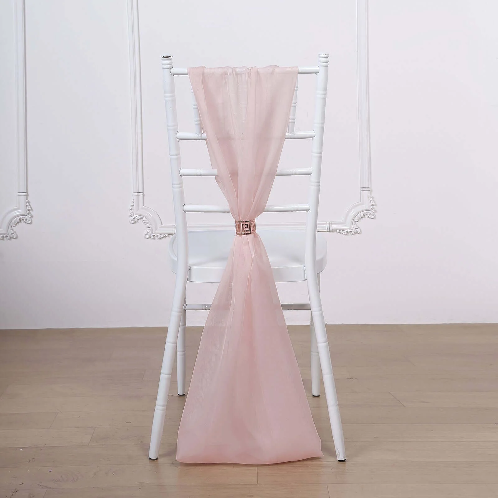 5 Pack Chiffon Chair Sashes 22"x78" Blush - Sheer Designer Chair Bows