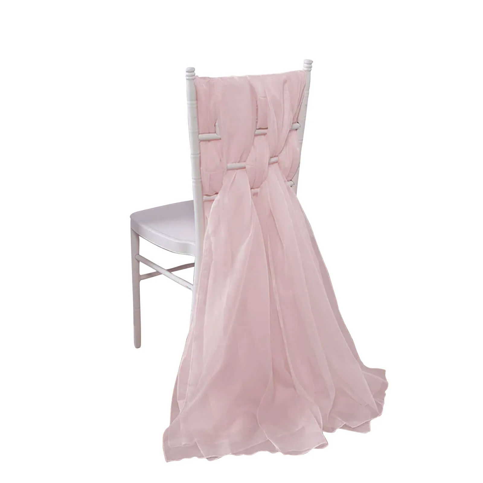 5 Pack Chiffon Chair Sashes 22"x78" Blush - Sheer Designer Chair Bows - Image 2