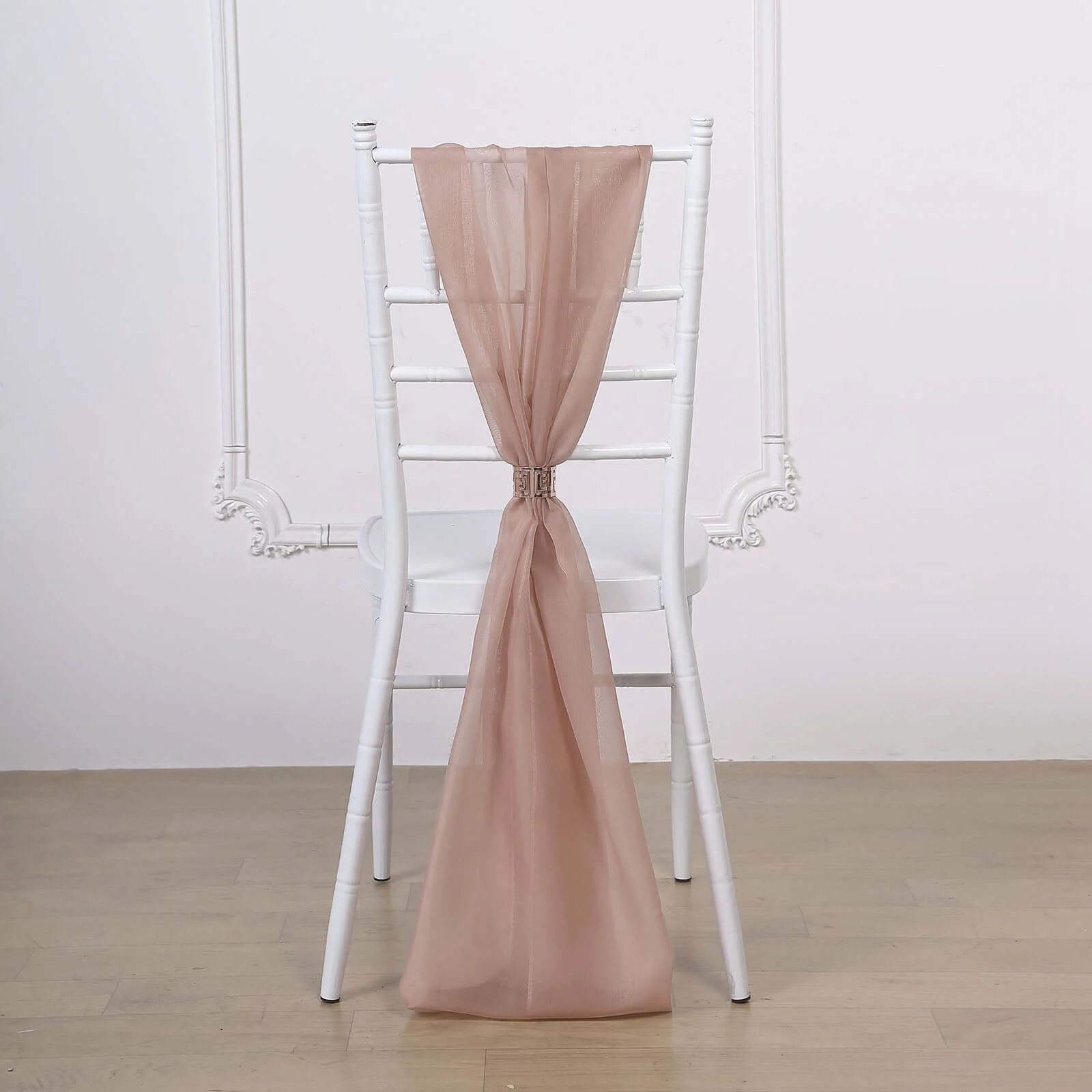 5 Pack Chiffon Chair Sashes 22"x78" Dusty Rose - Sheer Designer Chair Bows