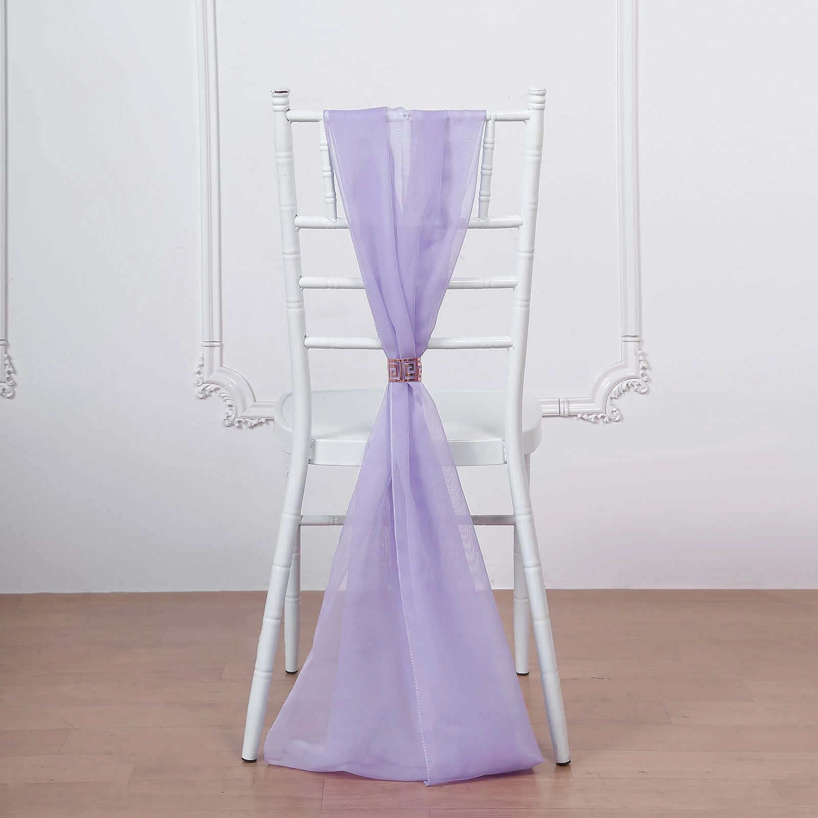 5 Pack Chiffon Chair Sashes 22"x78" Lavender Lilac - Sheer Designer Chair Bows