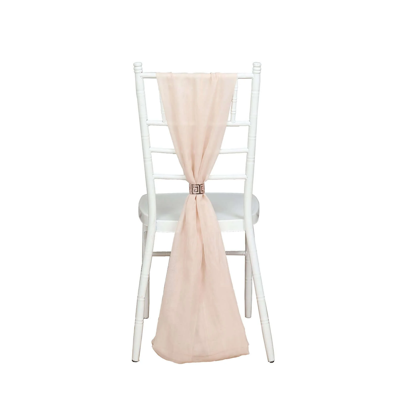 5 Pack Chiffon Chair Sashes 22"x78" Nude - Sheer Designer Chair Bows - Image 8