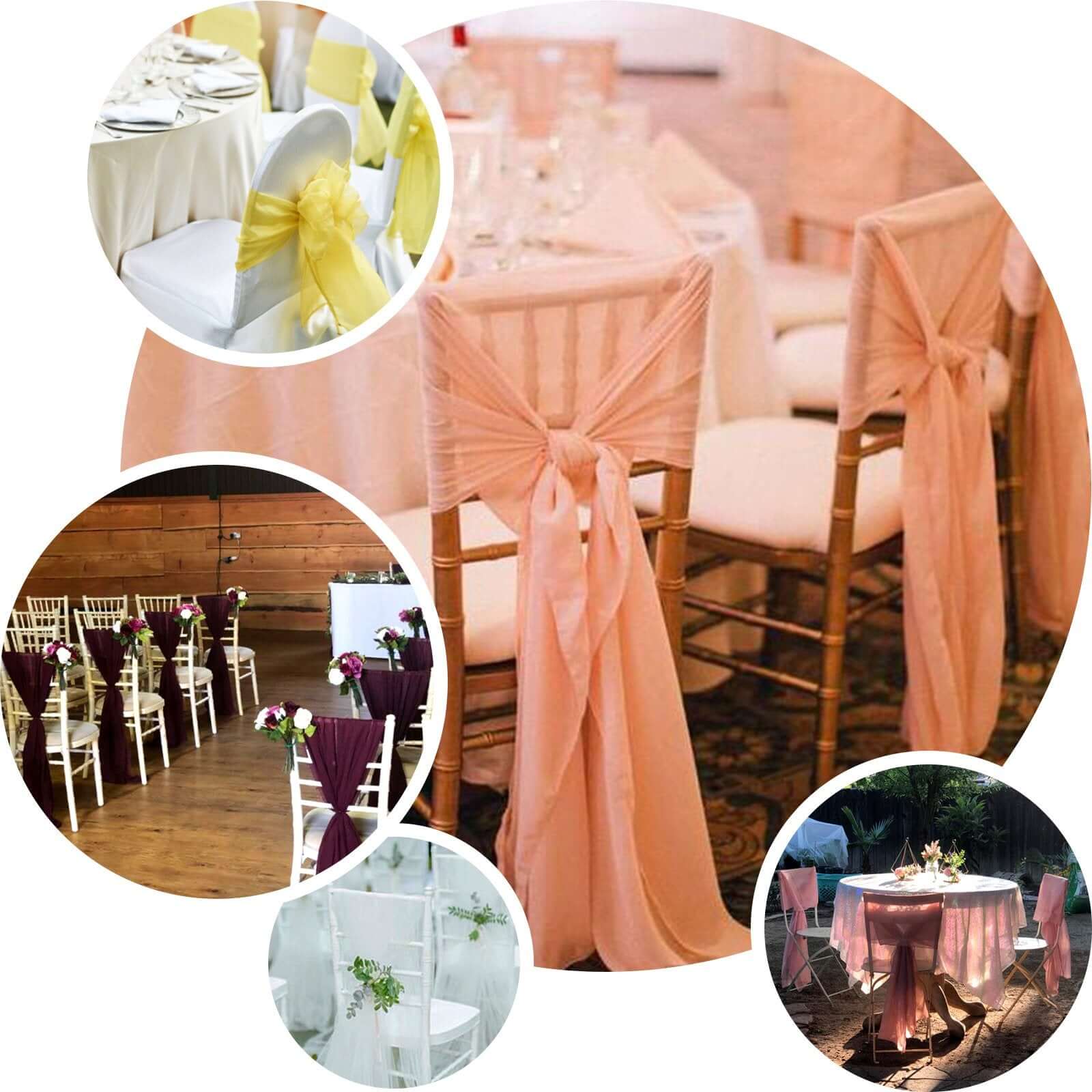 5 Pack Chiffon Chair Sashes 22"x78" Olive Green - Sheer Designer Chair Bows - Image 4