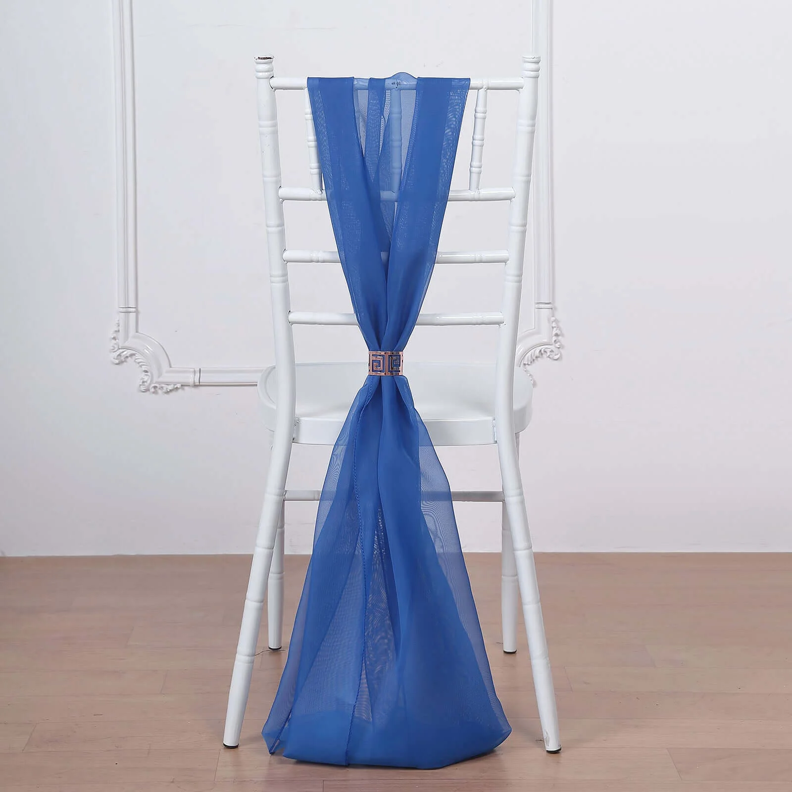 5 Pack Chiffon Chair Sashes 22"x78" Royal Blue - Sheer Designer Chair Bows