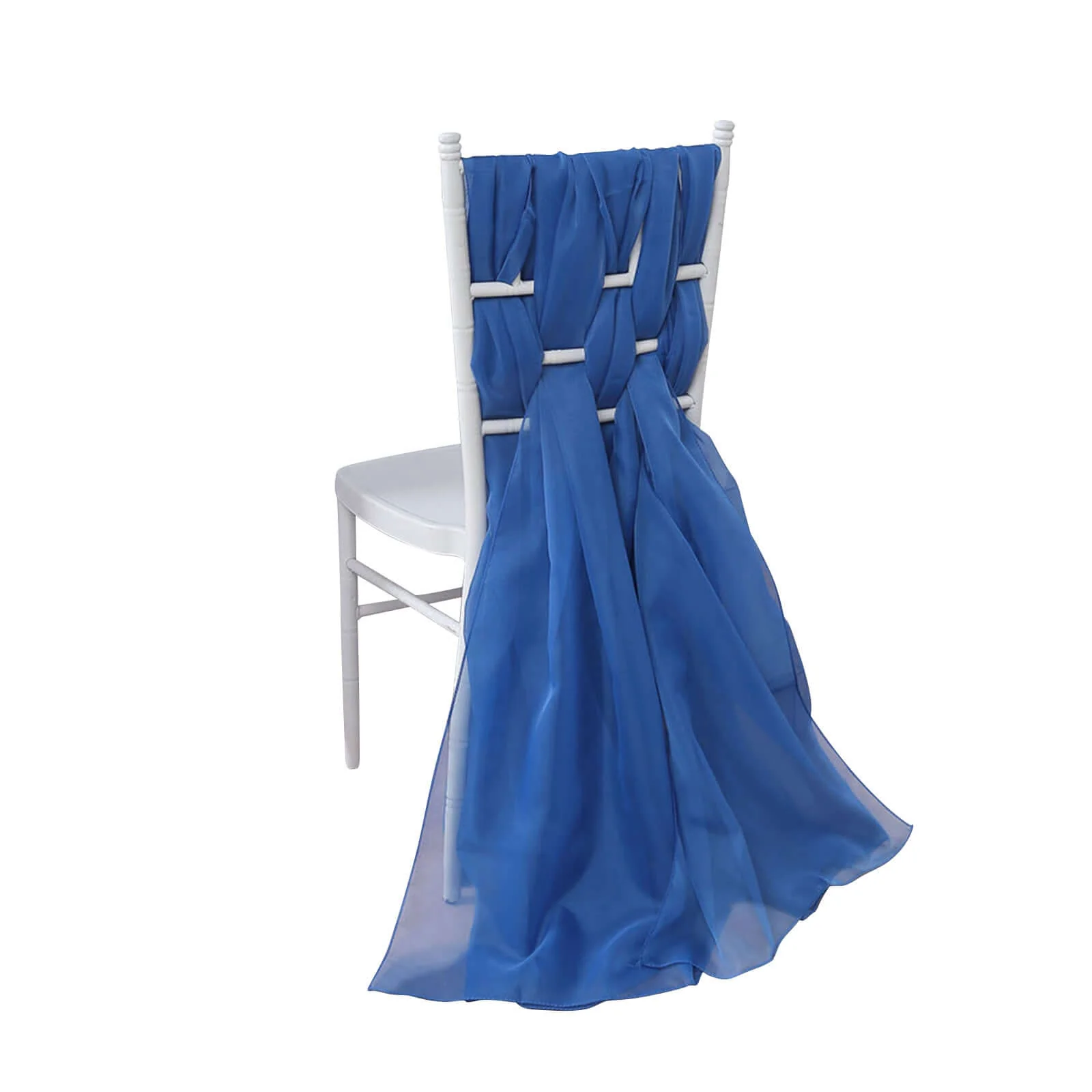 5 Pack Chiffon Chair Sashes 22"x78" Royal Blue - Sheer Designer Chair Bows - Image 2