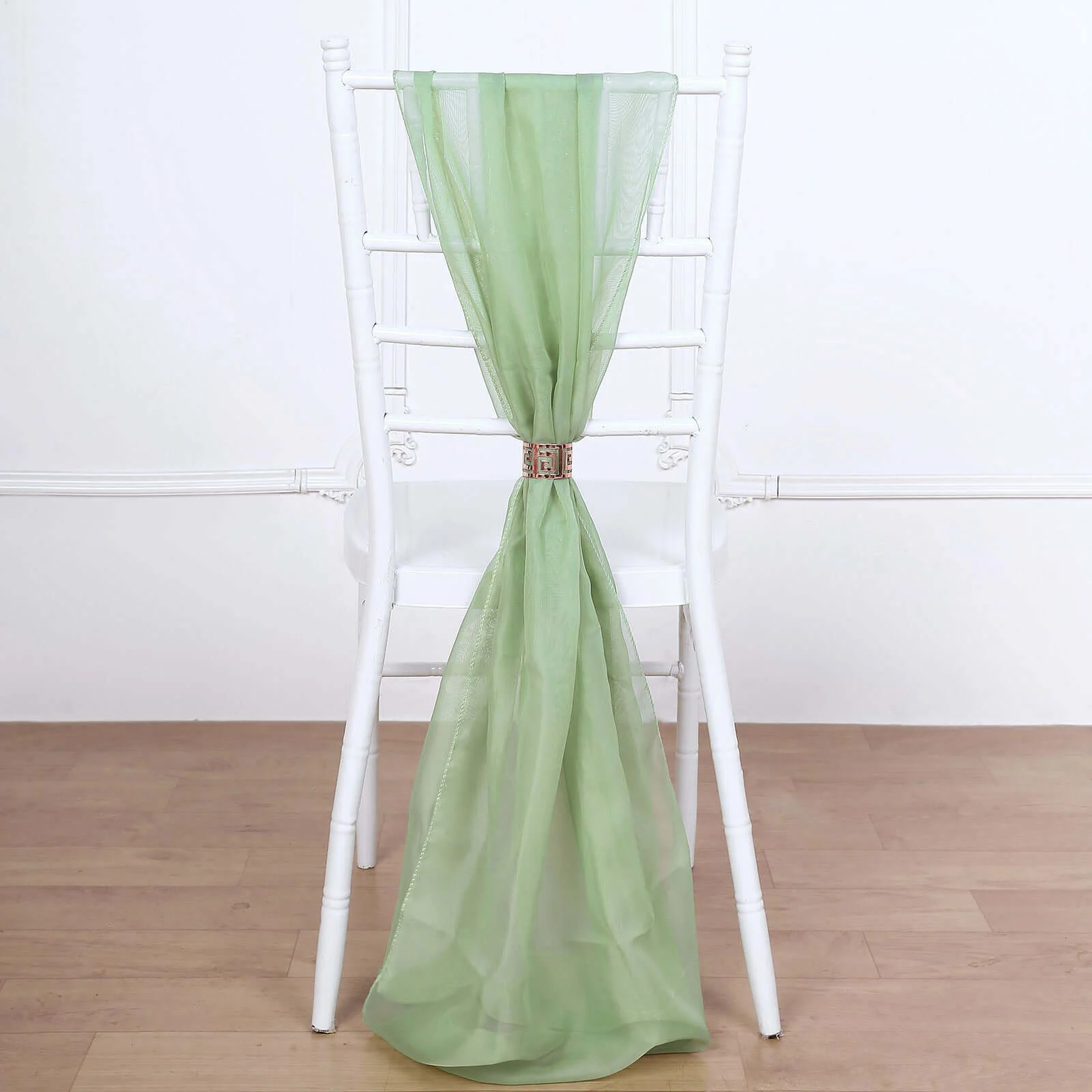 5 Pack Chiffon Chair Sashes 22"x78" Sage Green - Sheer Designer Chair Bows
