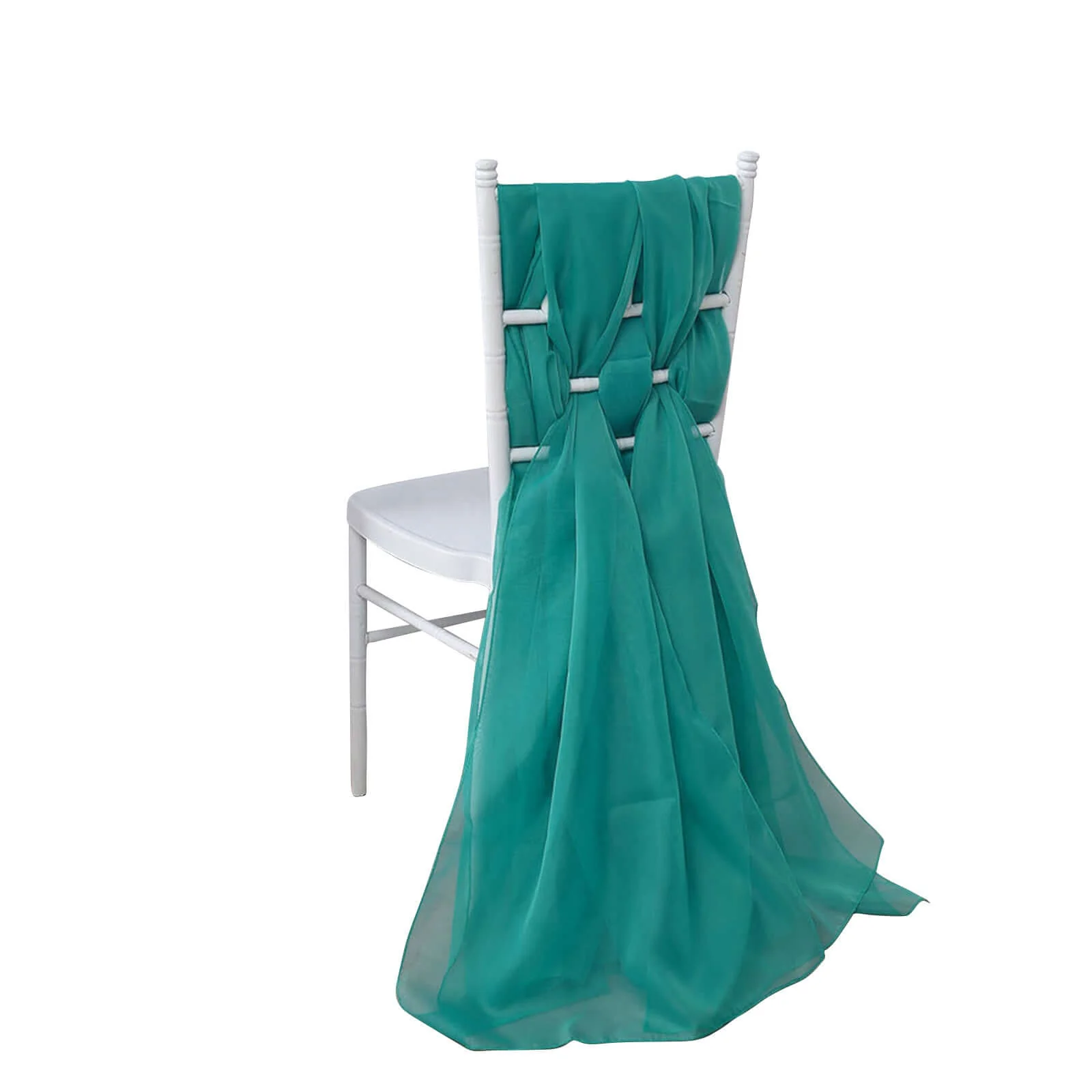 5 Pack Chiffon Chair Sashes 22"x78" Turquoise - Sheer Designer Chair Bows - Image 2