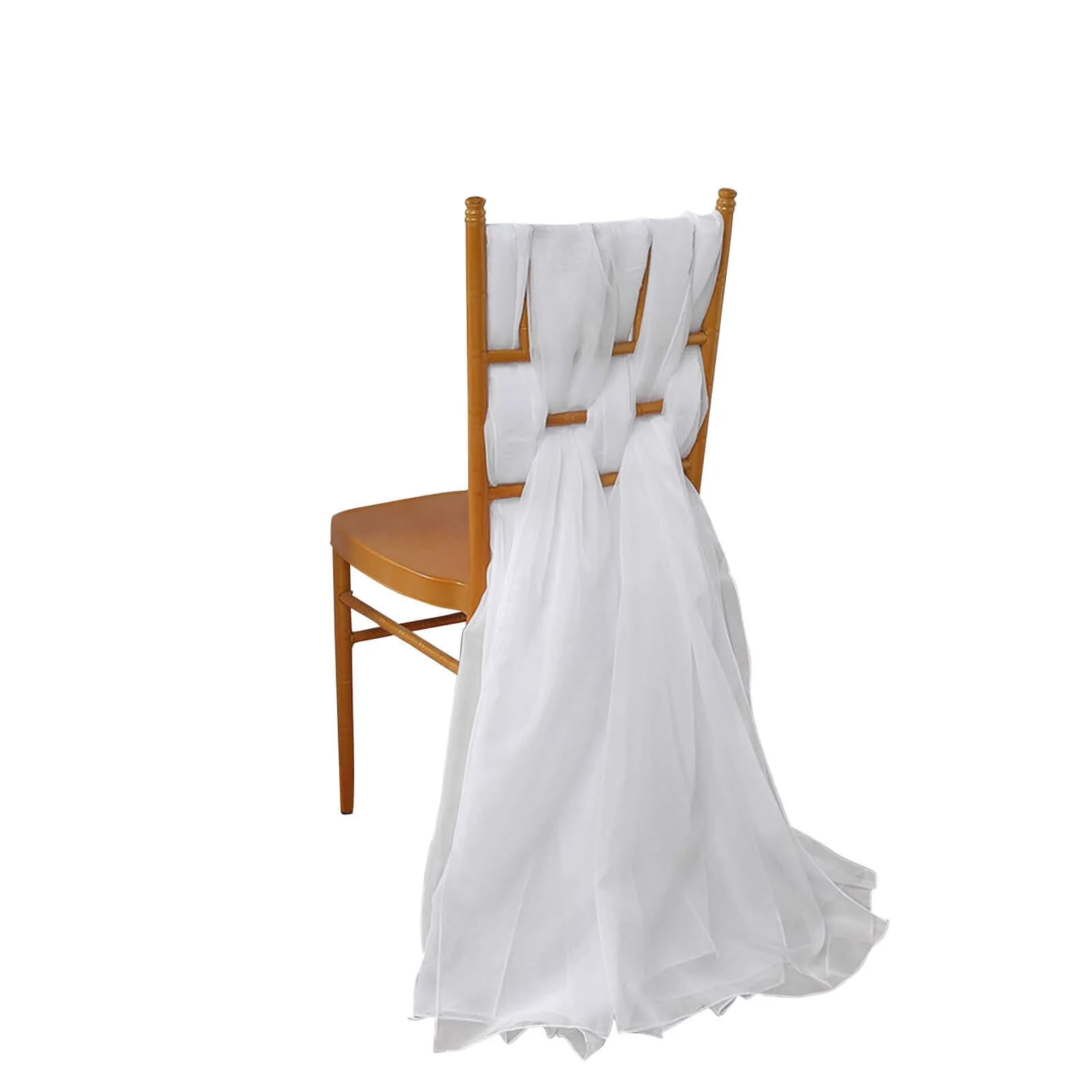 5 Pack Chiffon Chair Sashes 22"x78" White - Sheer Sophisticated Designer Chair Bows for Chic DIY Chair Styling - Image 2
