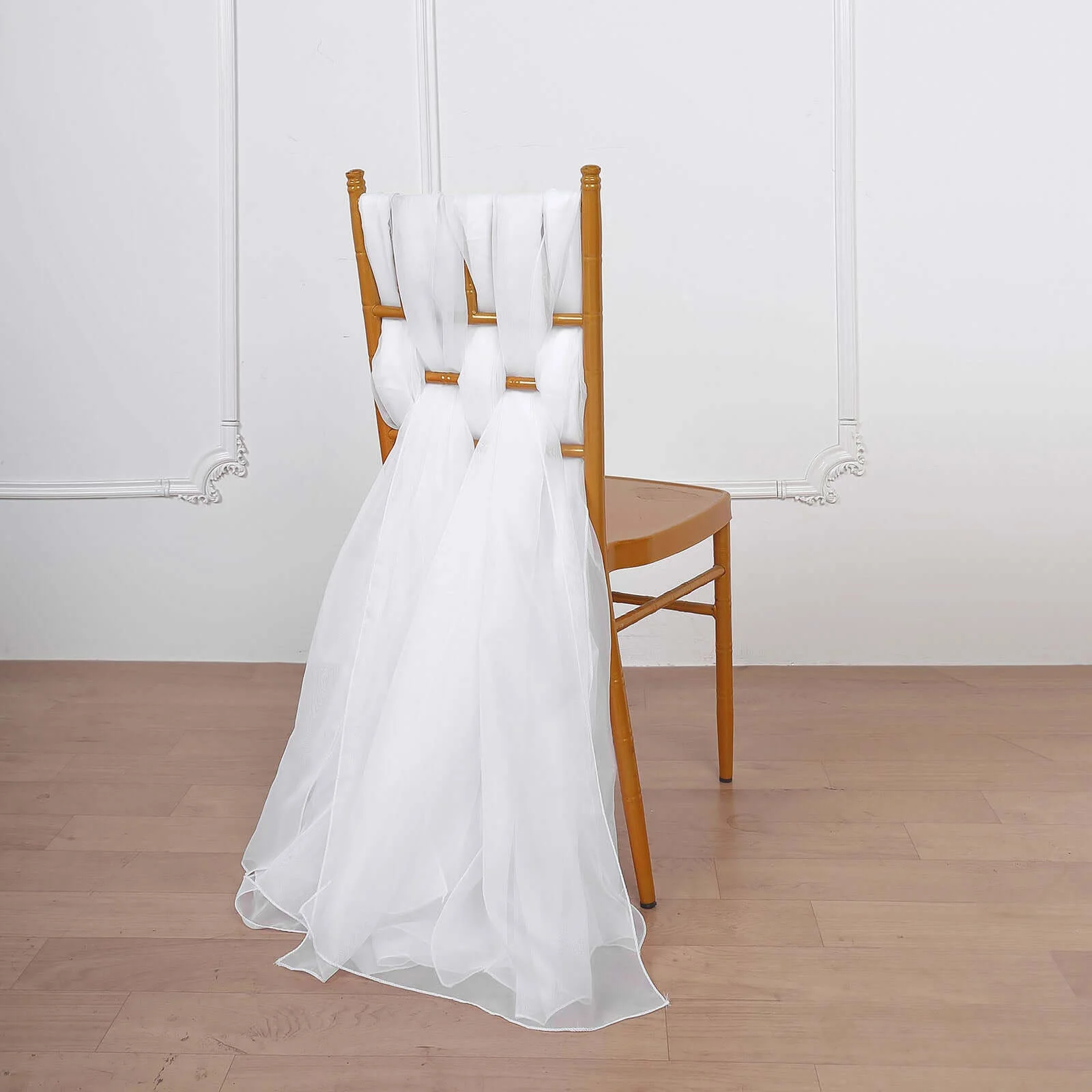 5 Pack Chiffon Chair Sashes 22"x78" White - Sheer Sophisticated Designer Chair Bows for Chic DIY Chair Styling - Image 7