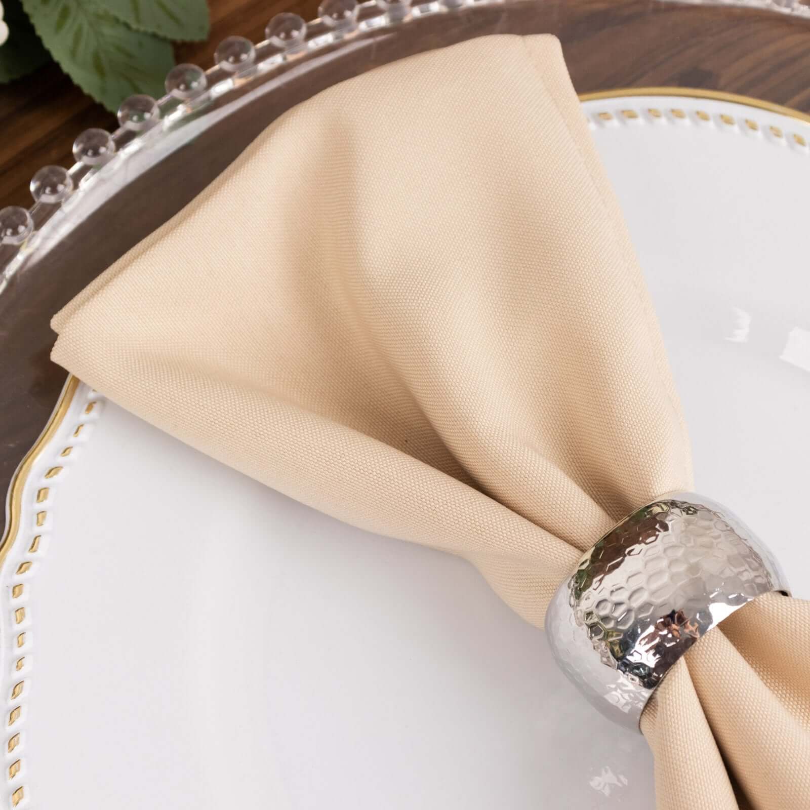 5 Pack Commercial Grade Polyester Napkins 20"x20" Beige - 220GSM Stain & Wrinkle Resistant Cloth Napkins - Image 7
