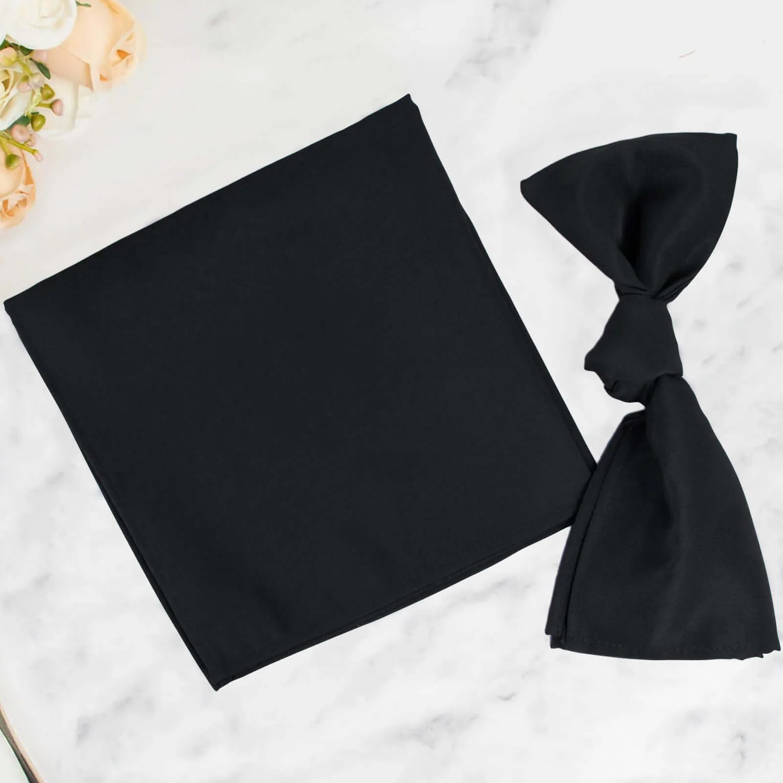 5 Pack Commercial Grade Polyester Napkins 20"x20" Black - 220GSM Stain and Wrinkle Resistant Cloth Napkins for Weddings, Parties & Events - Image 2