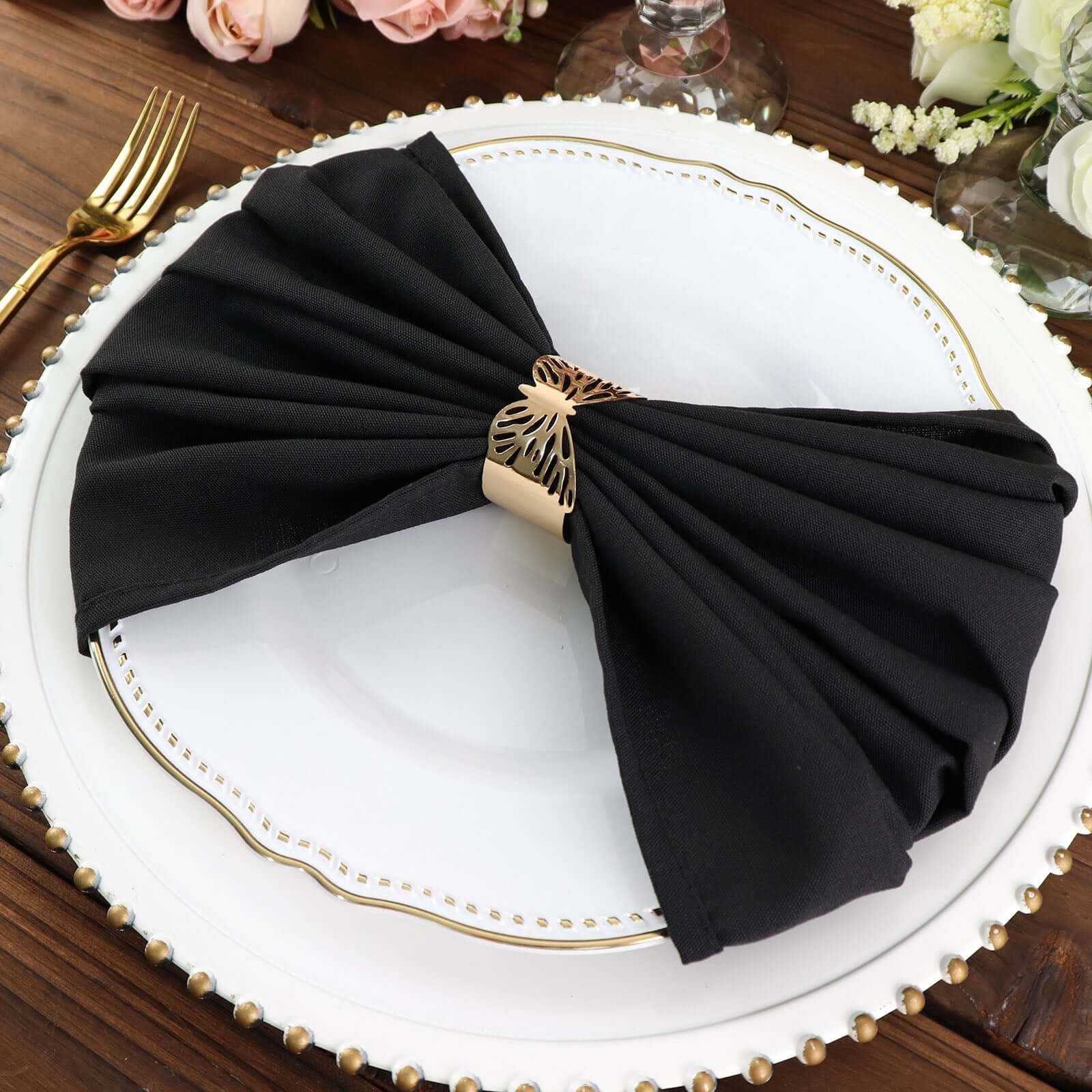 5 Pack Commercial Grade Polyester Napkins 20"x20" Black - 220GSM Stain and Wrinkle Resistant Cloth Napkins for Weddings, Parties & Events - Image 6