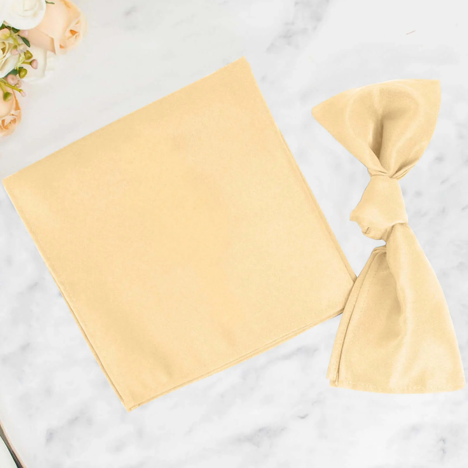 5 Pack Commercial Grade Polyester Napkins 20"x20" Champagne - 220GSM Stain & Wrinkle Resistant Cloth Napkins - Image 2