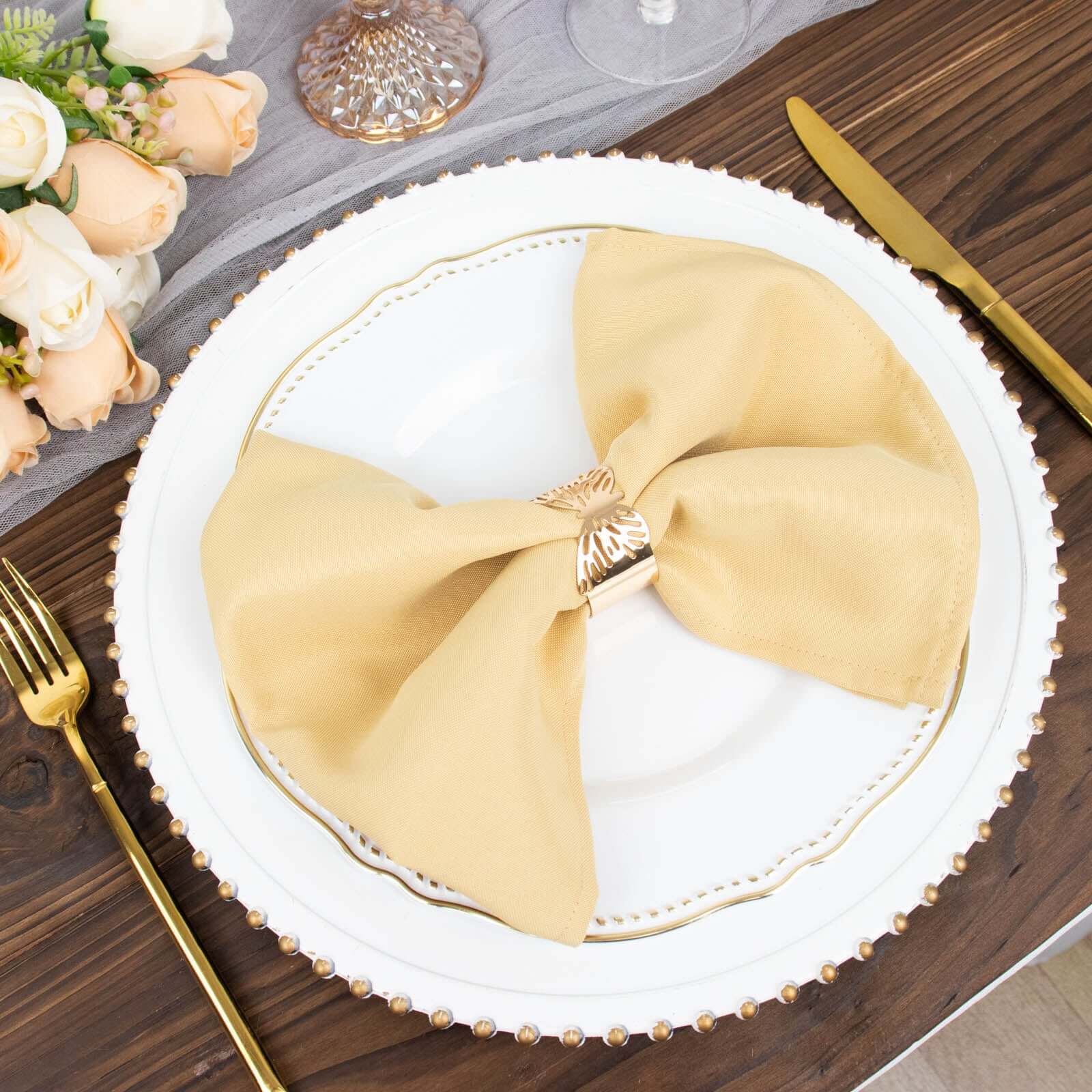 5 Pack Commercial Grade Polyester Napkins 20"x20" Champagne - 220GSM Stain & Wrinkle Resistant Cloth Napkins - Image 7