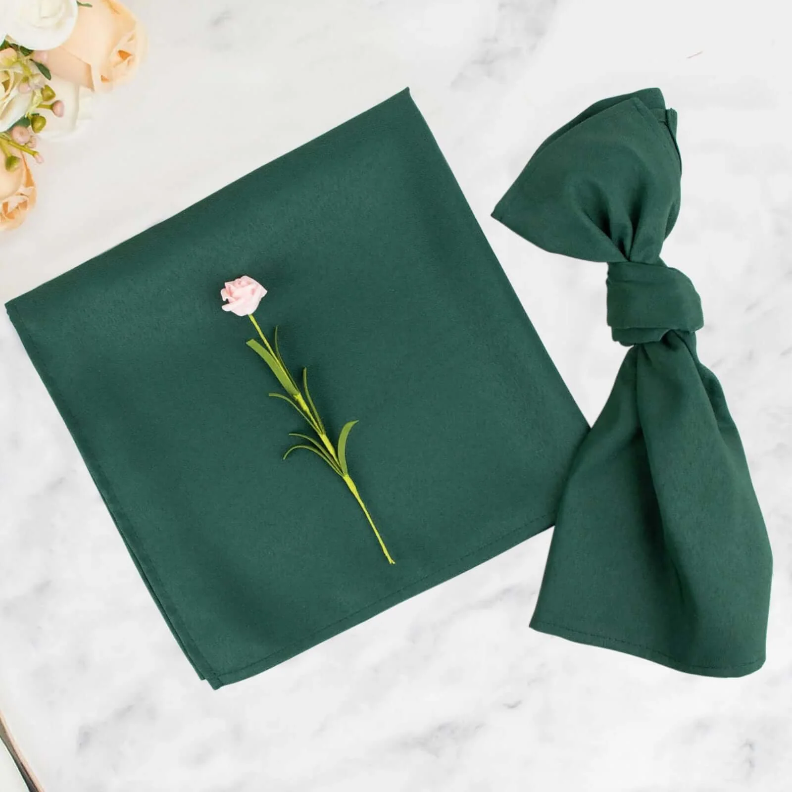 5 Pack Commercial Grade Polyester Napkins 20"x20" Hunter Emerald Green - 220GSM Stain & Wrinkle Resistant Cloth Napkins - Image 7