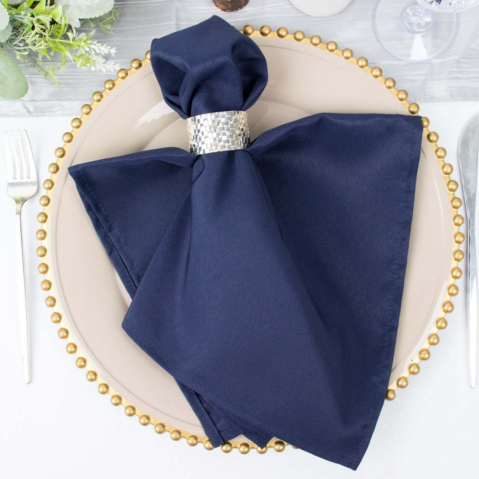 5 Pack Commercial Grade Polyester Napkins 20"x20" Navy Blue - 220GSM Stain & Wrinkle Resistant Cloth Napkins - Image 7