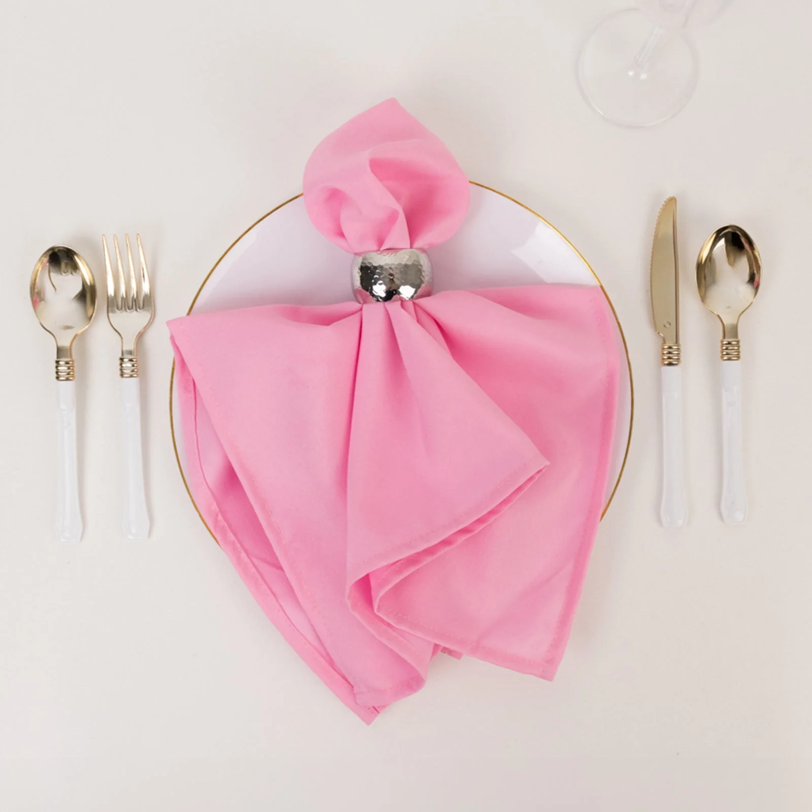 5 Pack Commercial Grade Polyester Napkins 20"x20" Pink - 220GSM Stain & Wrinkle Resistant Cloth Napkins