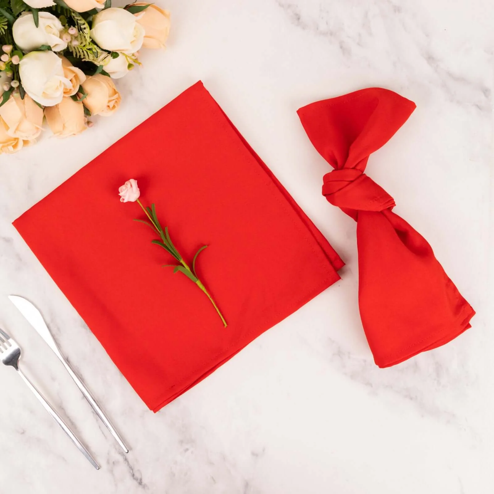 5 Pack Commercial Grade Polyester Napkins 20"x20" Red - 220GSM Stain & Wrinkle Resistant Cloth Napkins - Image 6