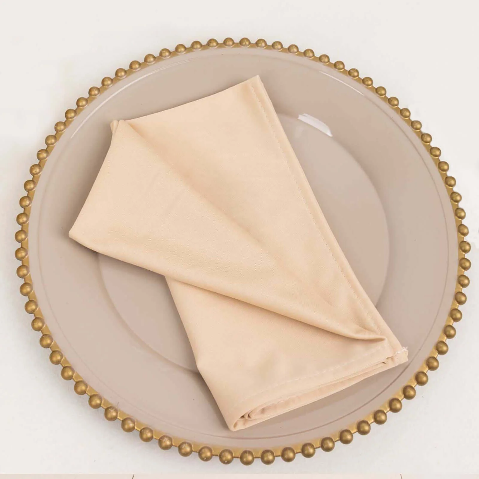 5 Pack Scuba Napkins 20"x20" Beige - Wrinkle-Free & Reusable Cloth Napkins