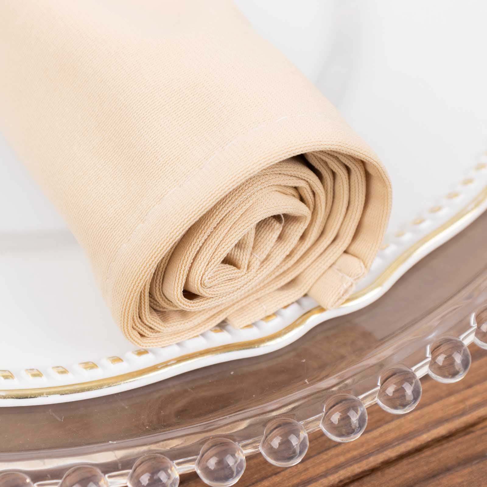 5 Pack Scuba Napkins 20"x20" Beige - Wrinkle-Free & Reusable Cloth Napkins - Image 3