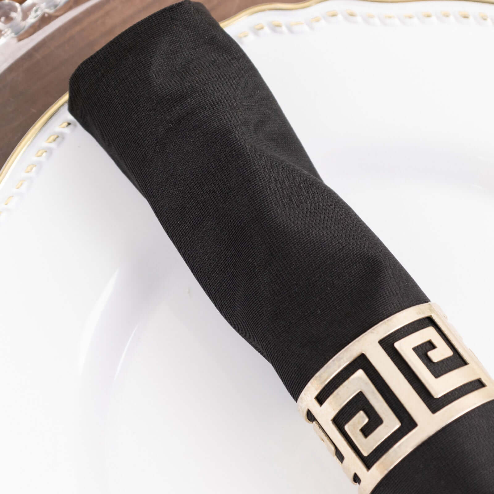 5 Pack Scuba Napkins 20"x20" Black - Wrinkle-Free Reusable Cloth Napkins for Weddings & Events - Image 2
