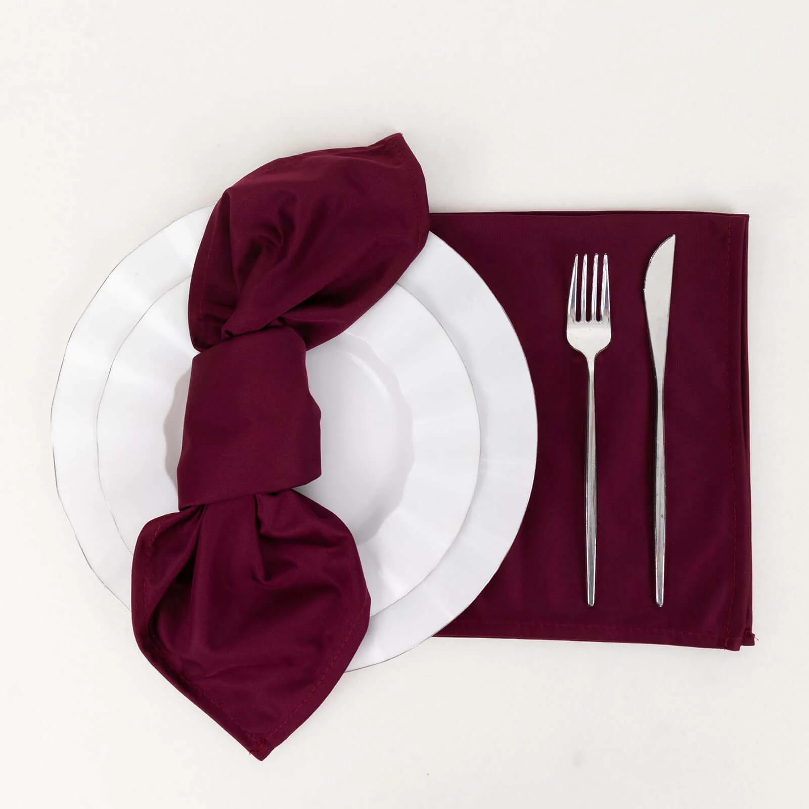 5 Pack Scuba Napkins 20"x20" Burgundy - Wrinkle-Free & Reusable Cloth Napkins - Image 3