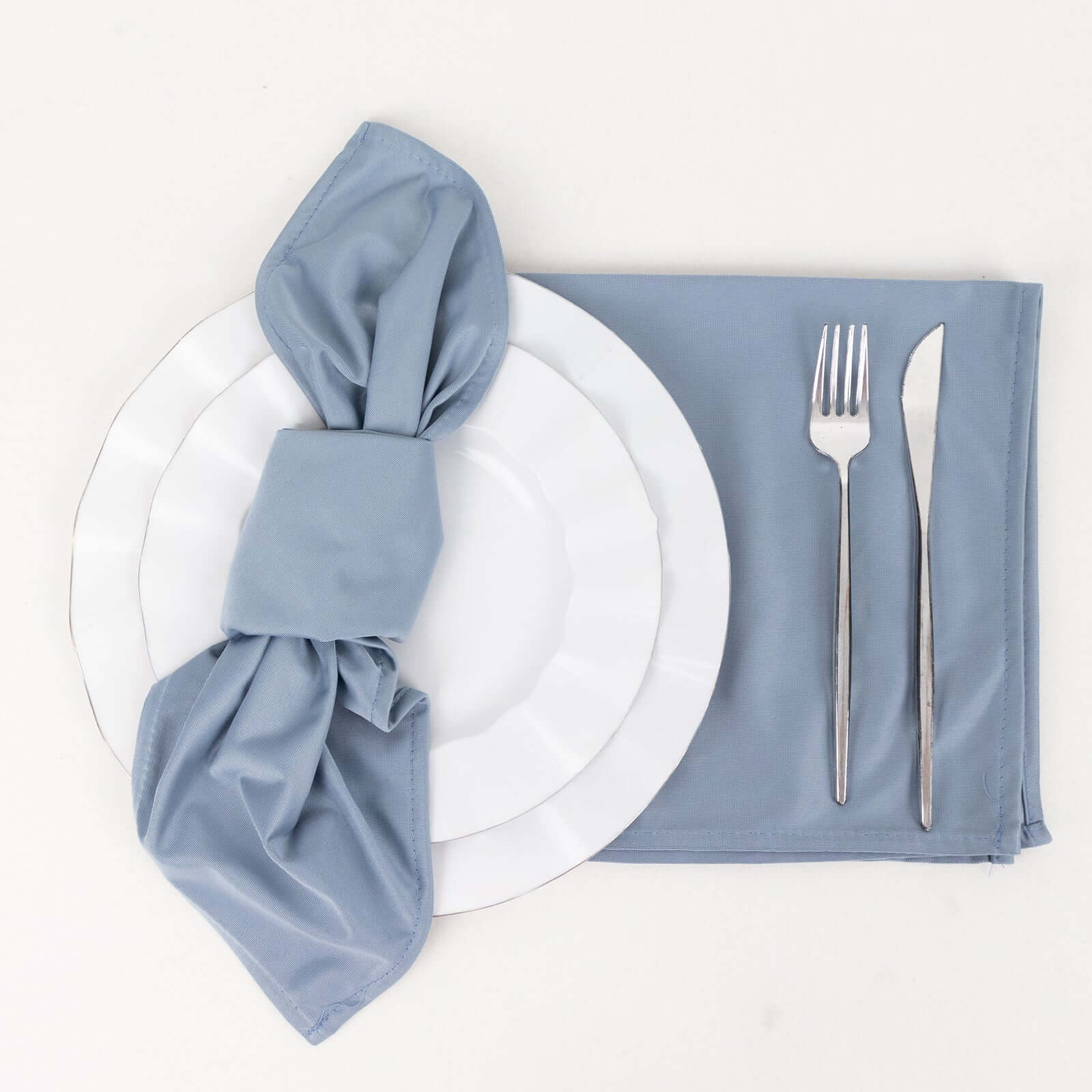 5 Pack Scuba Napkins 20"x20" Dusty Blue - Wrinkle-Free & Reusable Cloth Napkins - Image 3