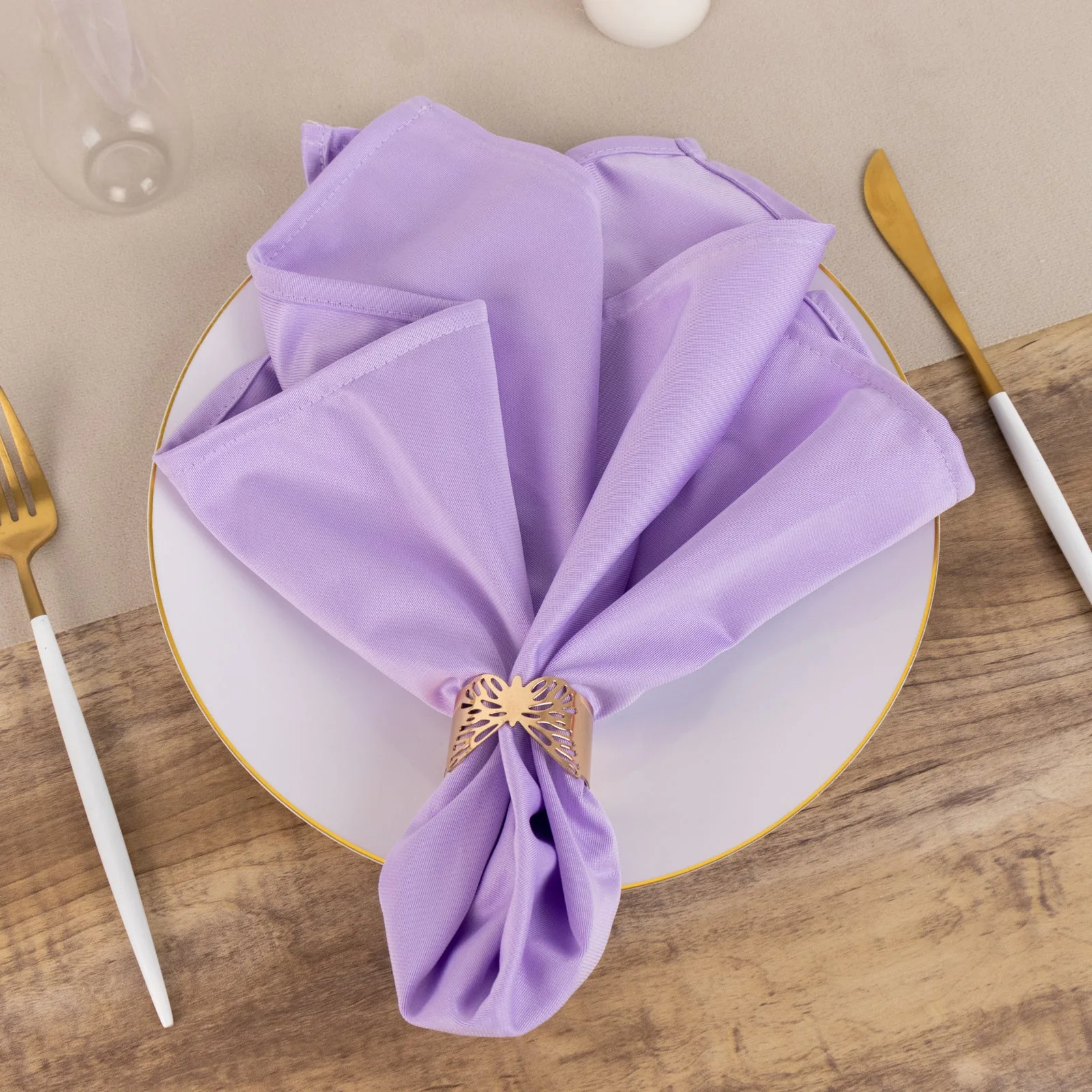 5 Pack Scuba Napkins 20"x20" Lavender Lilac - Wrinkle-Free & Reusable Cloth Napkins - Image 3