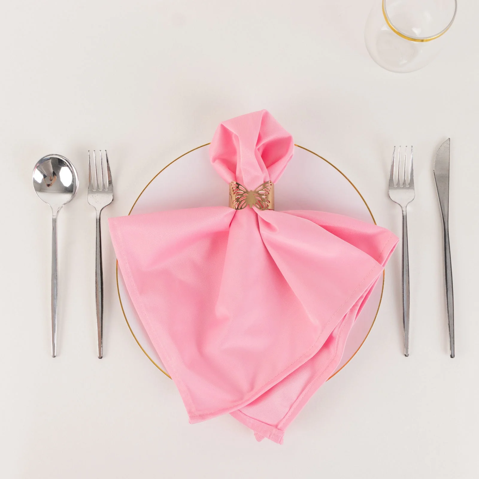 5 Pack Scuba Napkins 20"x20" Pink - Wrinkle-Free & Reusable Cloth Napkins