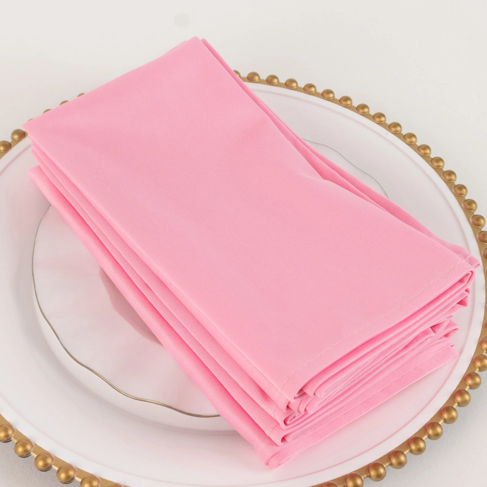 5 Pack Scuba Napkins 20"x20" Pink - Wrinkle-Free & Reusable Cloth Napkins - Image 2