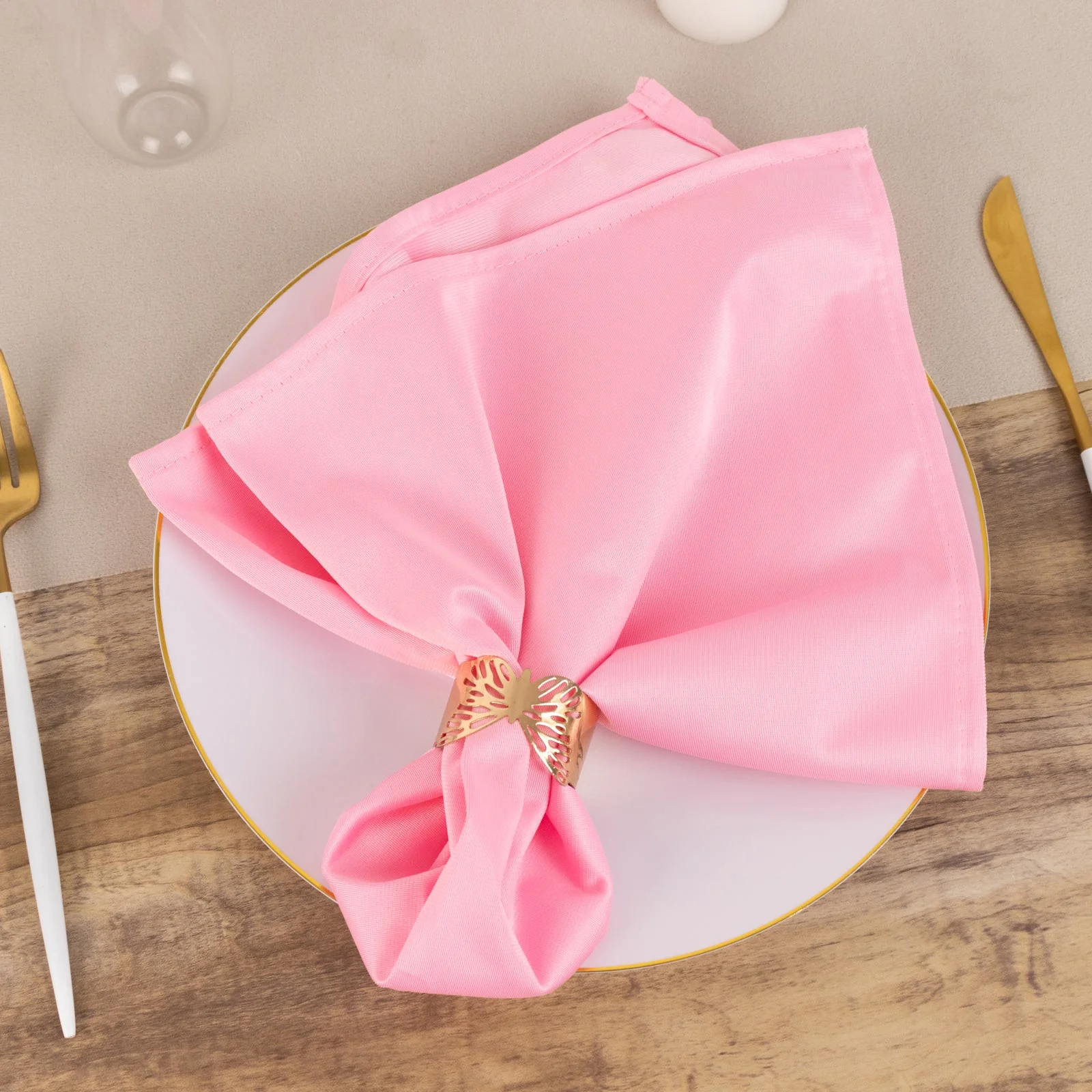 5 Pack Scuba Napkins 20"x20" Pink - Wrinkle-Free & Reusable Cloth Napkins - Image 3