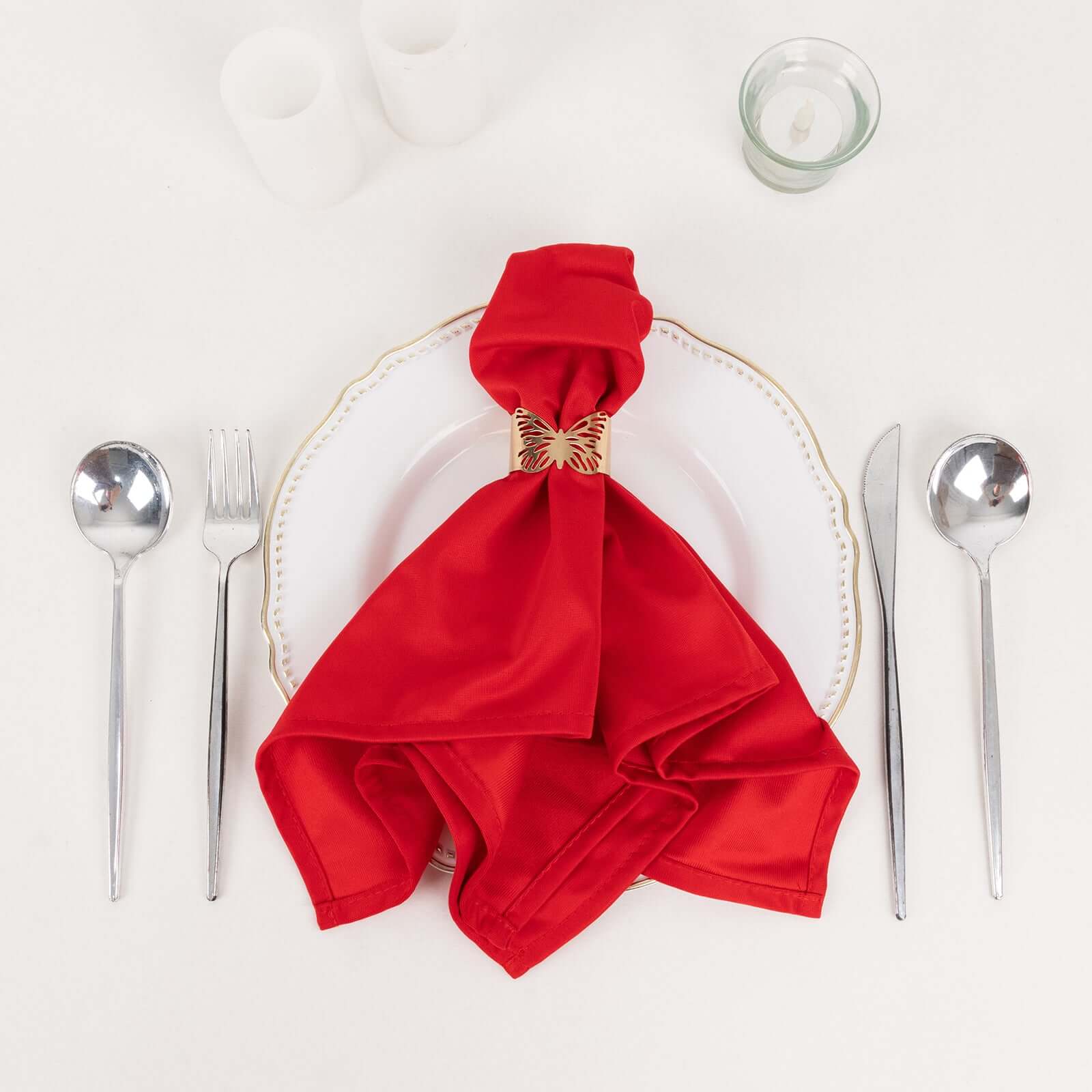 5 Pack Scuba Napkins 20"x20" Red - Wrinkle-Free & Reusable Cloth Napkins - Image 6
