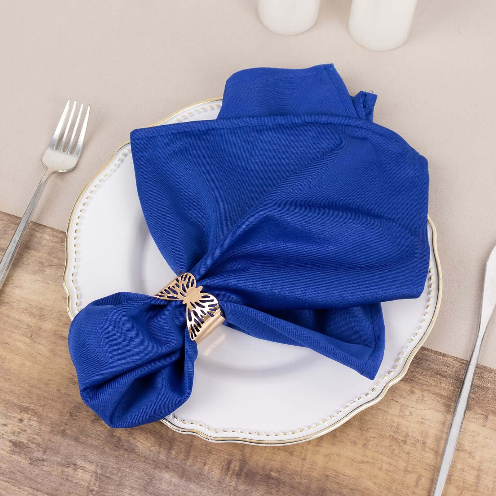 5 Pack Scuba Napkins 20"x20" Royal Blue - Wrinkle-Free & Reusable Cloth Napkins