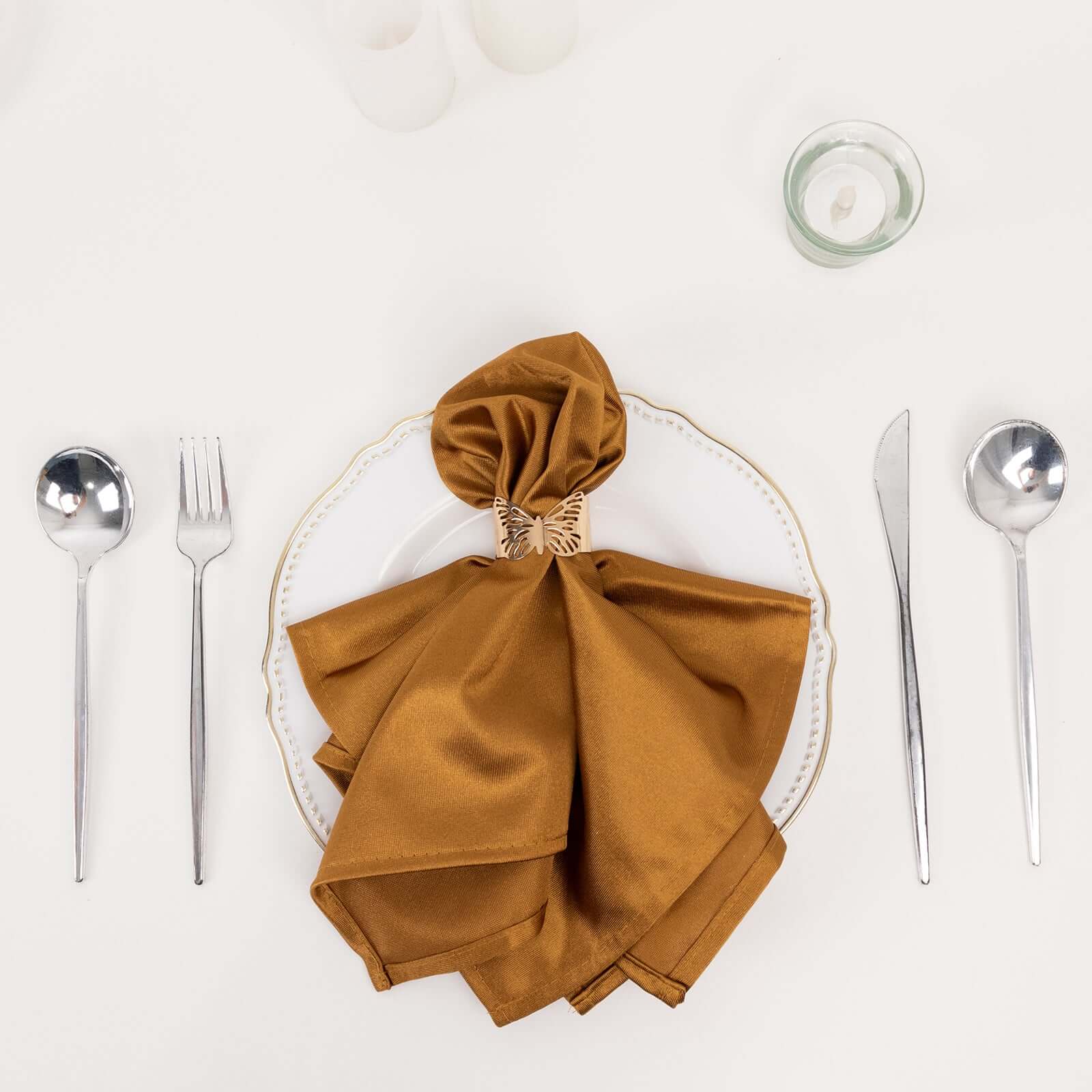 5 Pack Scuba Napkins 20"x20" Shimmer Gold - Lustrous Dinner Napkins for Weddings, Parties & Events - Image 4