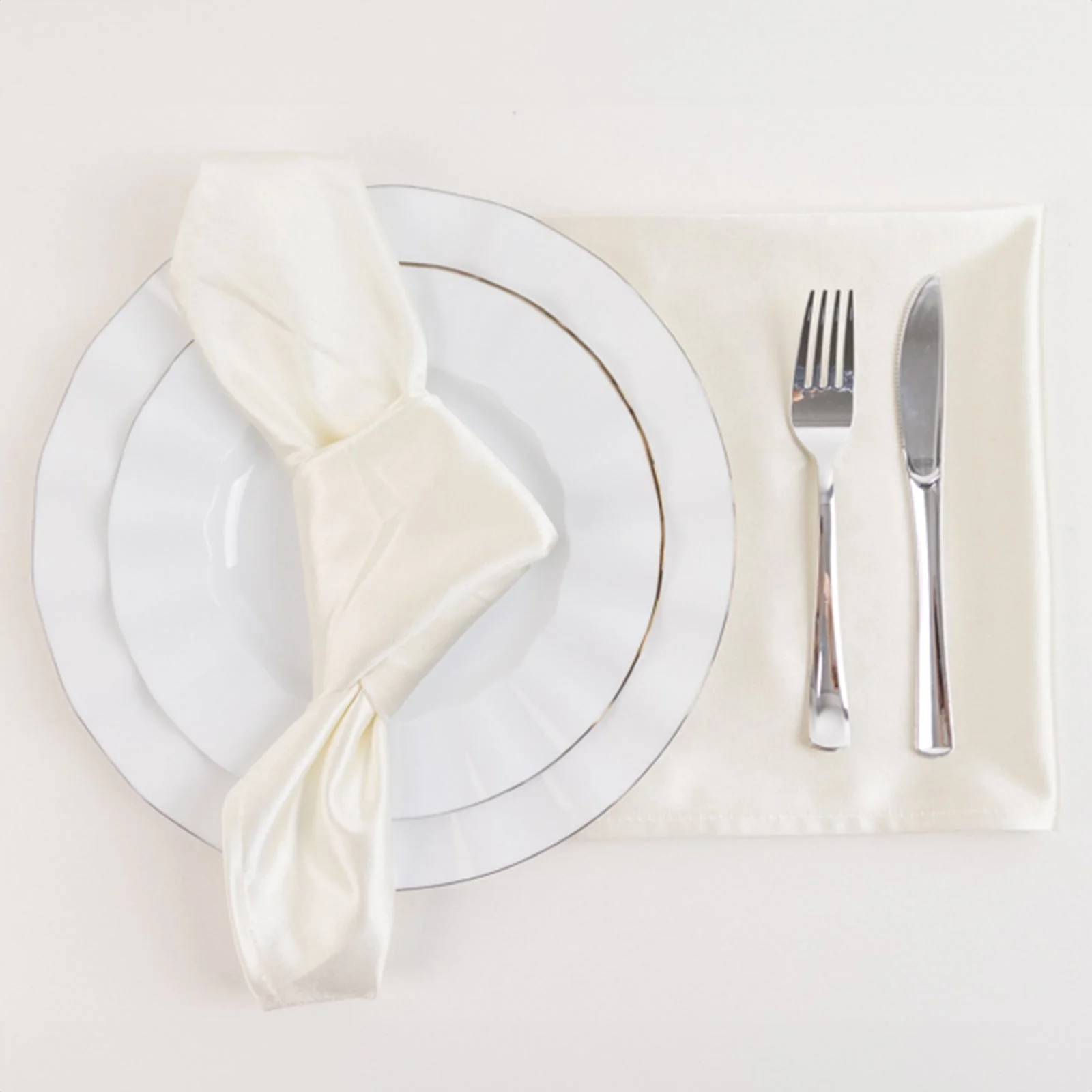 5 Pack Scuba Napkins 20"x20" Shimmer Pearl White - Lustrous Dinner Napkins - Image 2