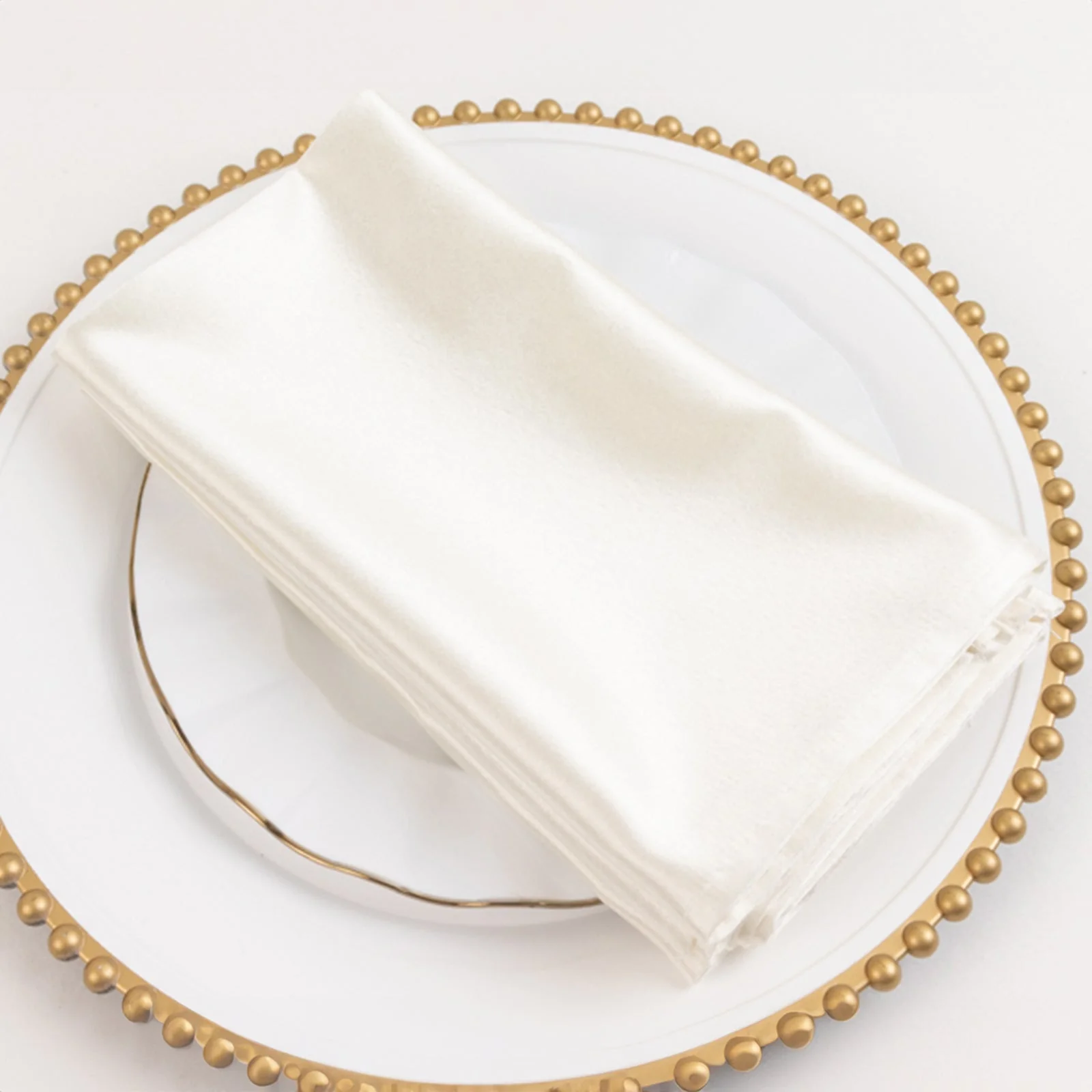 5 Pack Scuba Napkins 20"x20" Shimmer Pearl White - Lustrous Dinner Napkins - Image 4